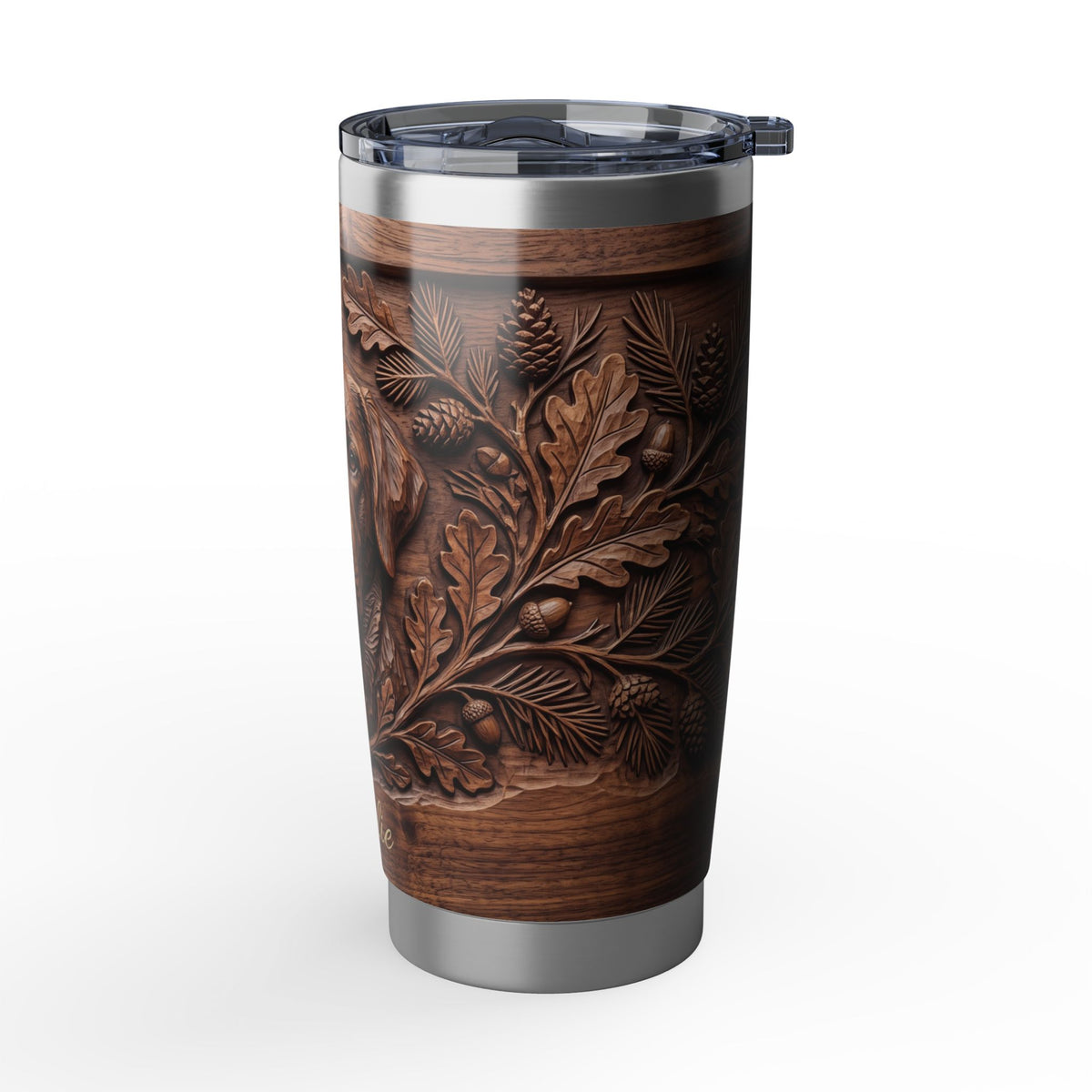 Labrador Personalized Tumbler | Carved Wood Art — 20 oz Stainless Travel Mug