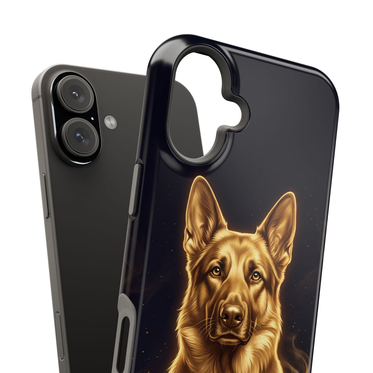 German Shepherd Phone Case | Personalized Gold Glow Art — Tough Magnetic Case with Wireless Charging