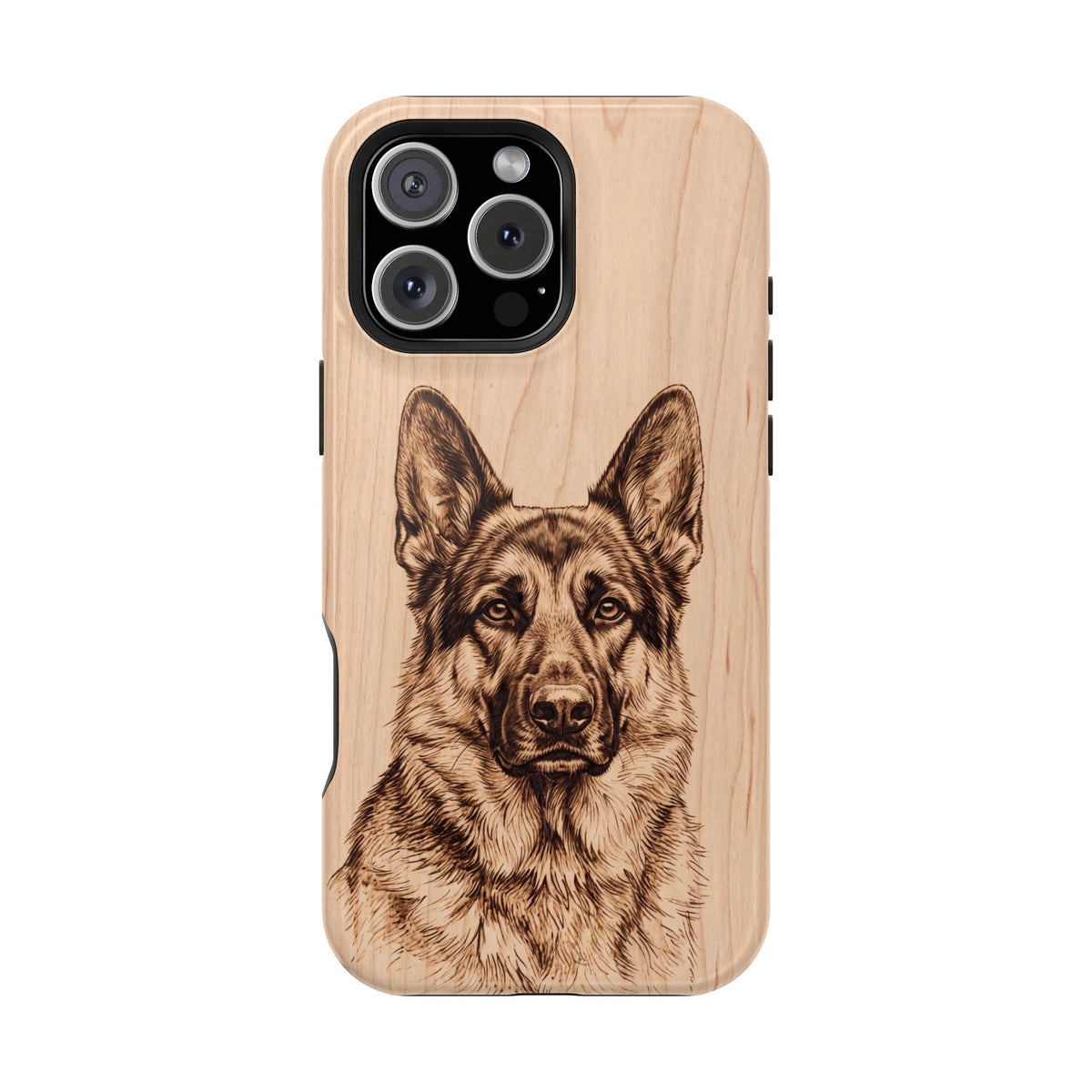 German Shepherd Phone Case | Pyrography Art — Tough Magnetic Case with Wireless Charging