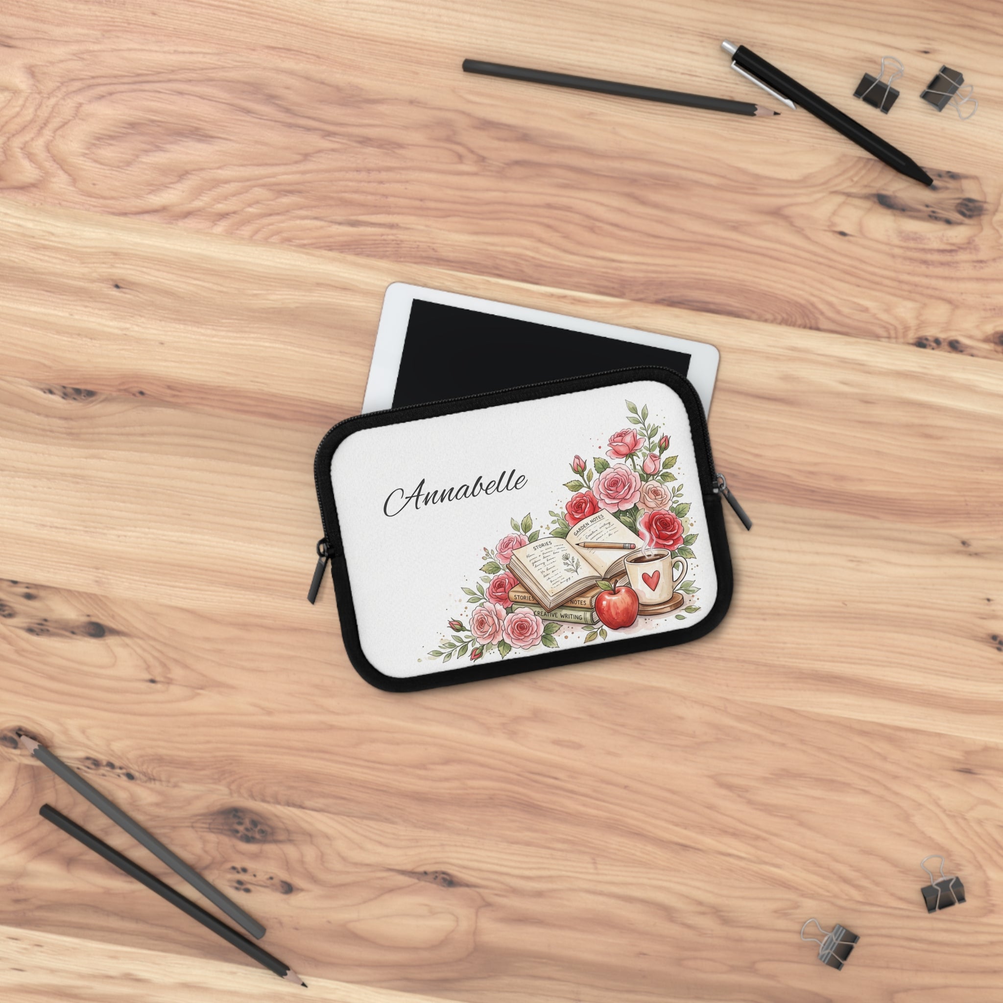 Personalized Teacher Laptop Sleeve | Custom Name Floral Watercolor Laptop Case | Teacher Appreciation Gift