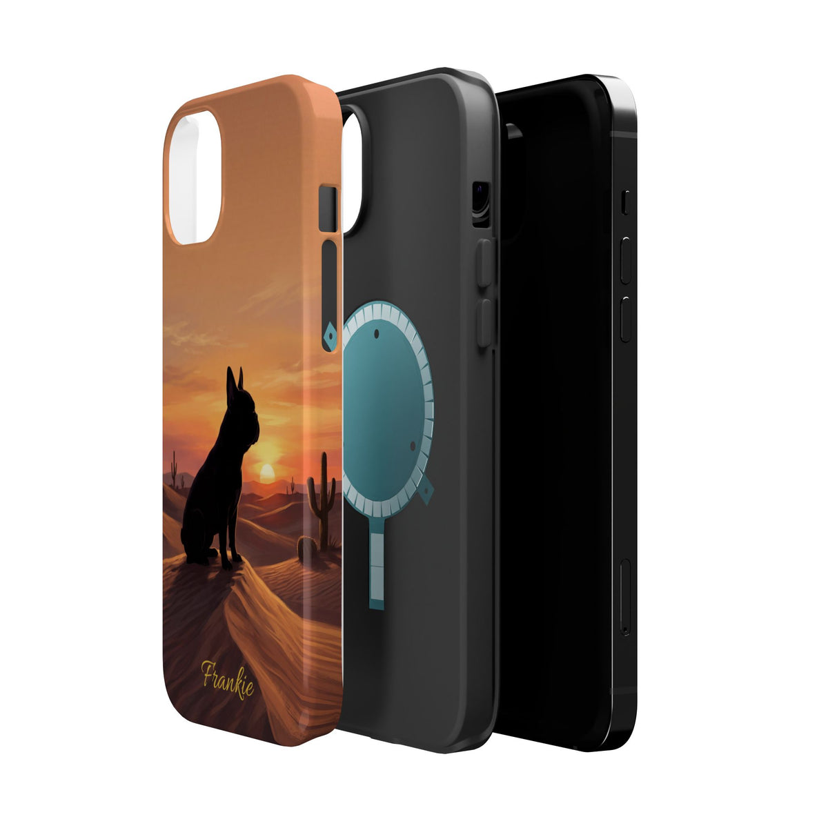 Personalized French Bulldog Desert Sunset Phone Case — Wireless Charging Cover