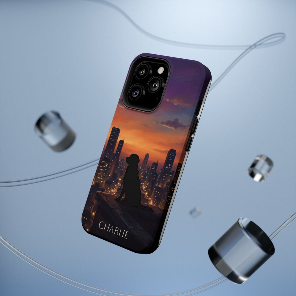 Personalized Golden Retriever City Skyline Phone Case — Wireless Charging Cover