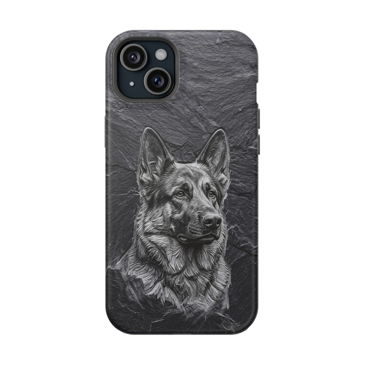 German Shepherd Phone Case | Carved Stone Art — Tough Magnetic Case with Wireless Charging