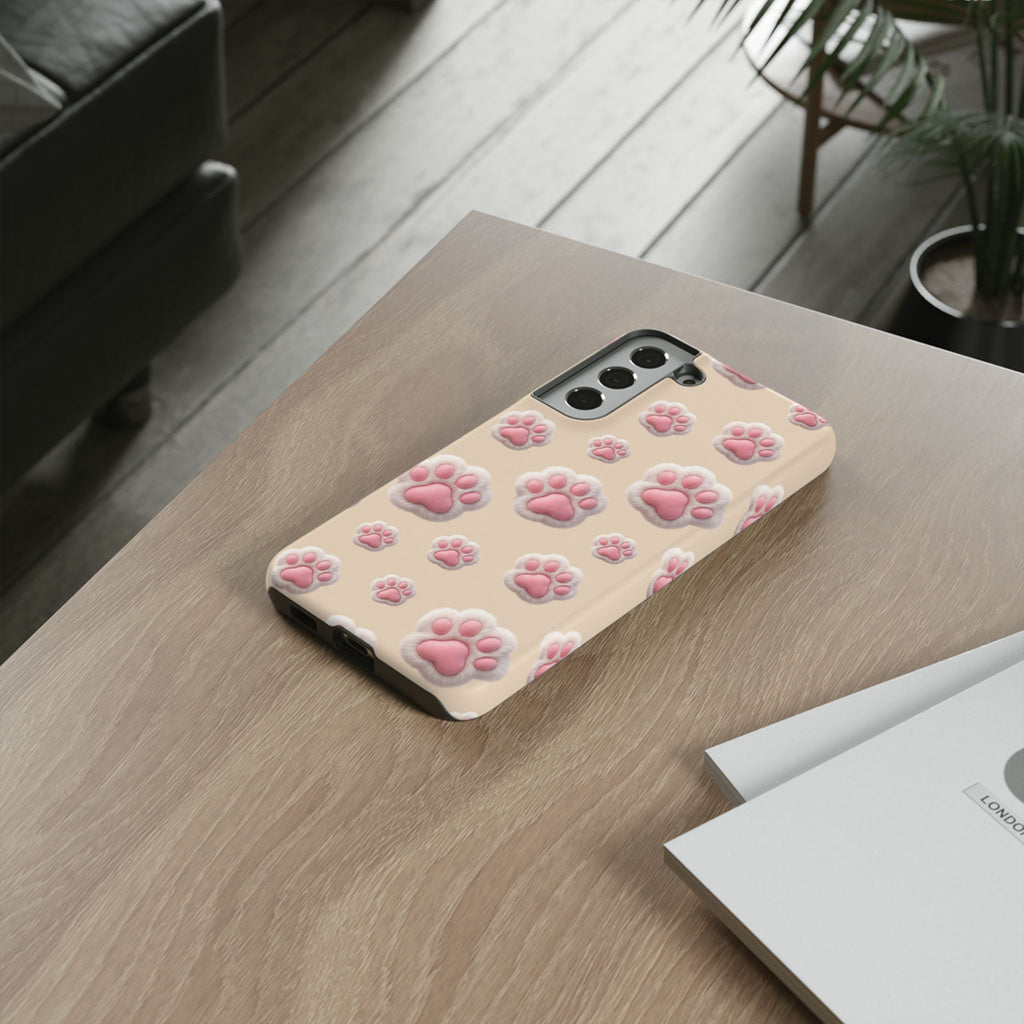 Golden Retriever Paw Print Phone Case | Cute Pink Paw Pattern for Dog Lovers | iPhone & Samsung