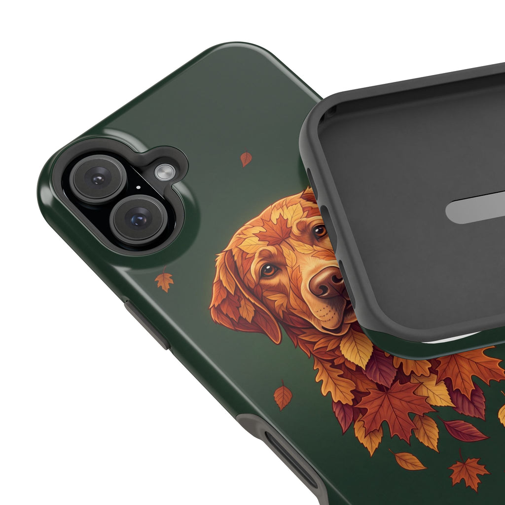 Autumn Leaves Labrador Phone Case — Tough Magnetic Case with Wireless Charging