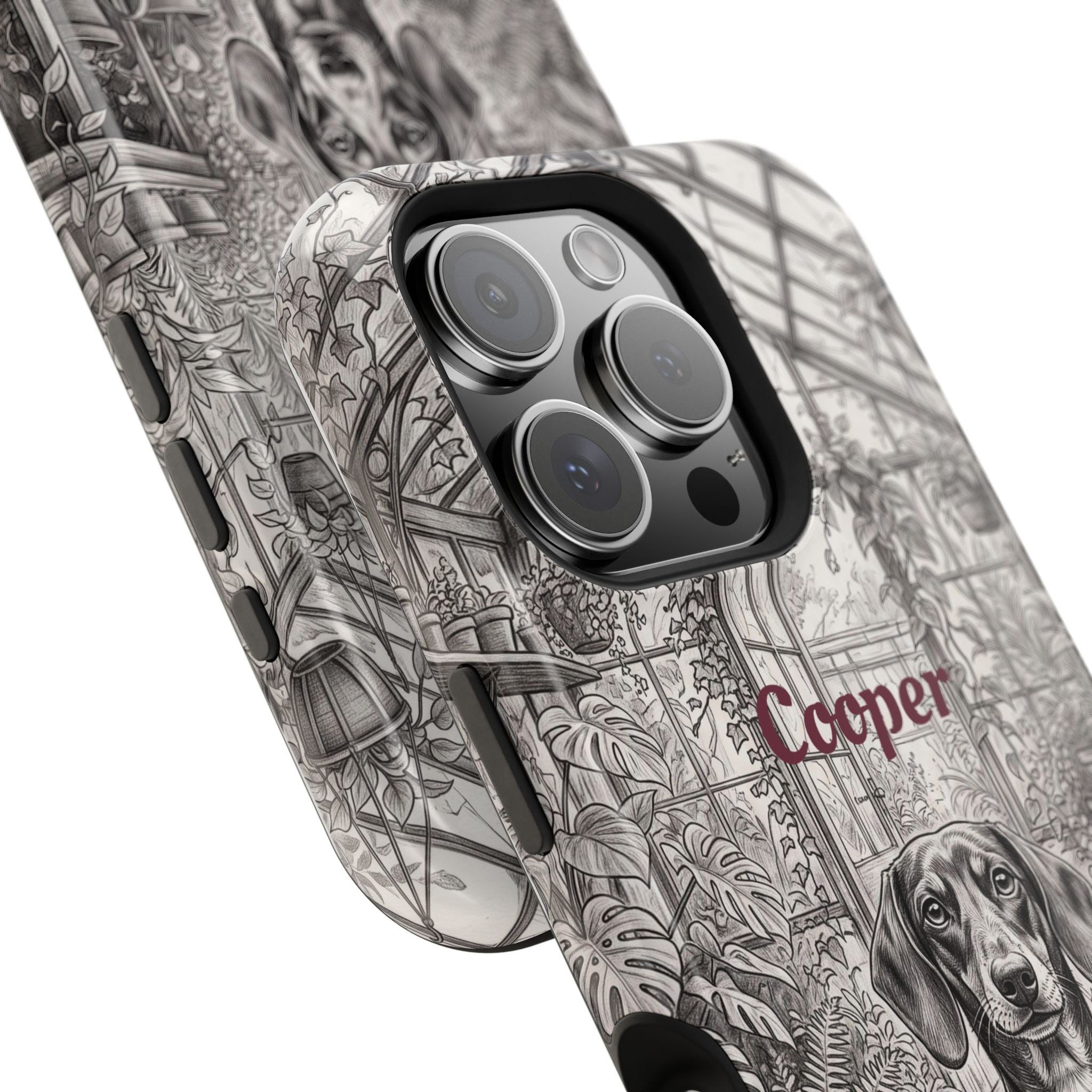 Personalized Dachshund Vintage Greenhouse Phone Case — Wireless Charging Cover