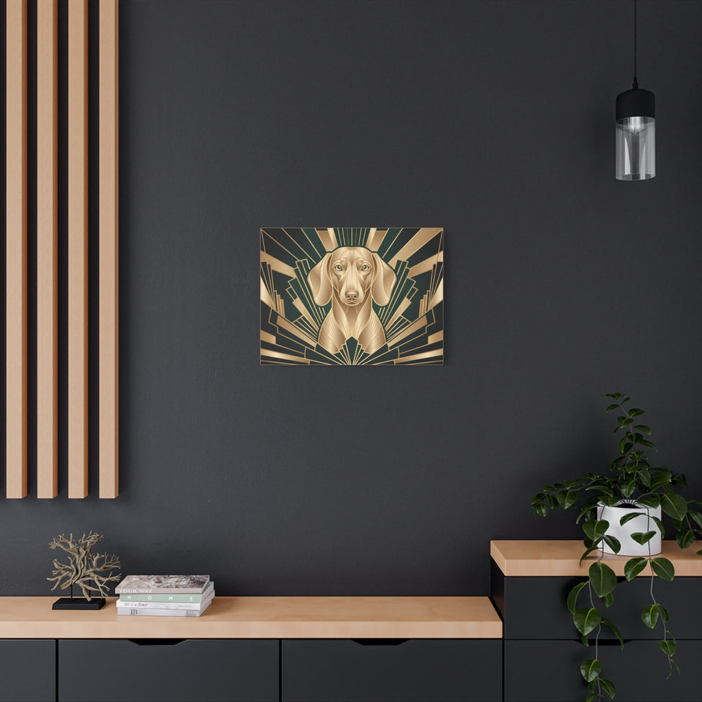 Dachshund Canvas | Art Deco Emerald & Gold Wall Art