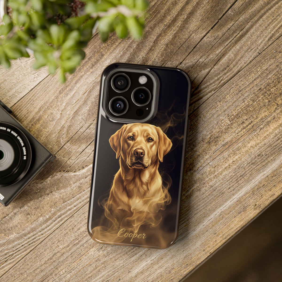 Personalized Gold Smoke Labrador Phone Case — Tough Magnetic Case with Wireless Charging