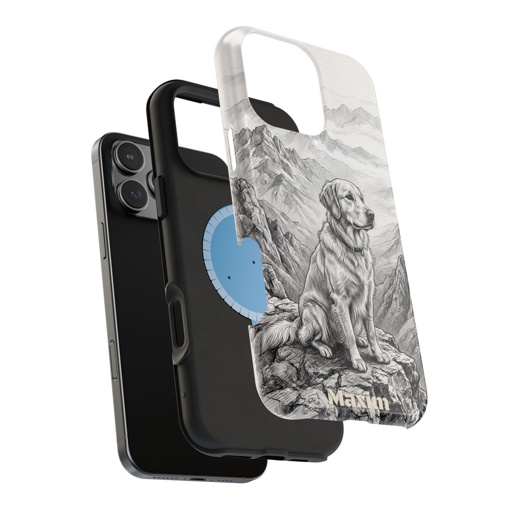 Personalized Golden Retriever Mountain Peak Phone Case — Wireless Charging Cover