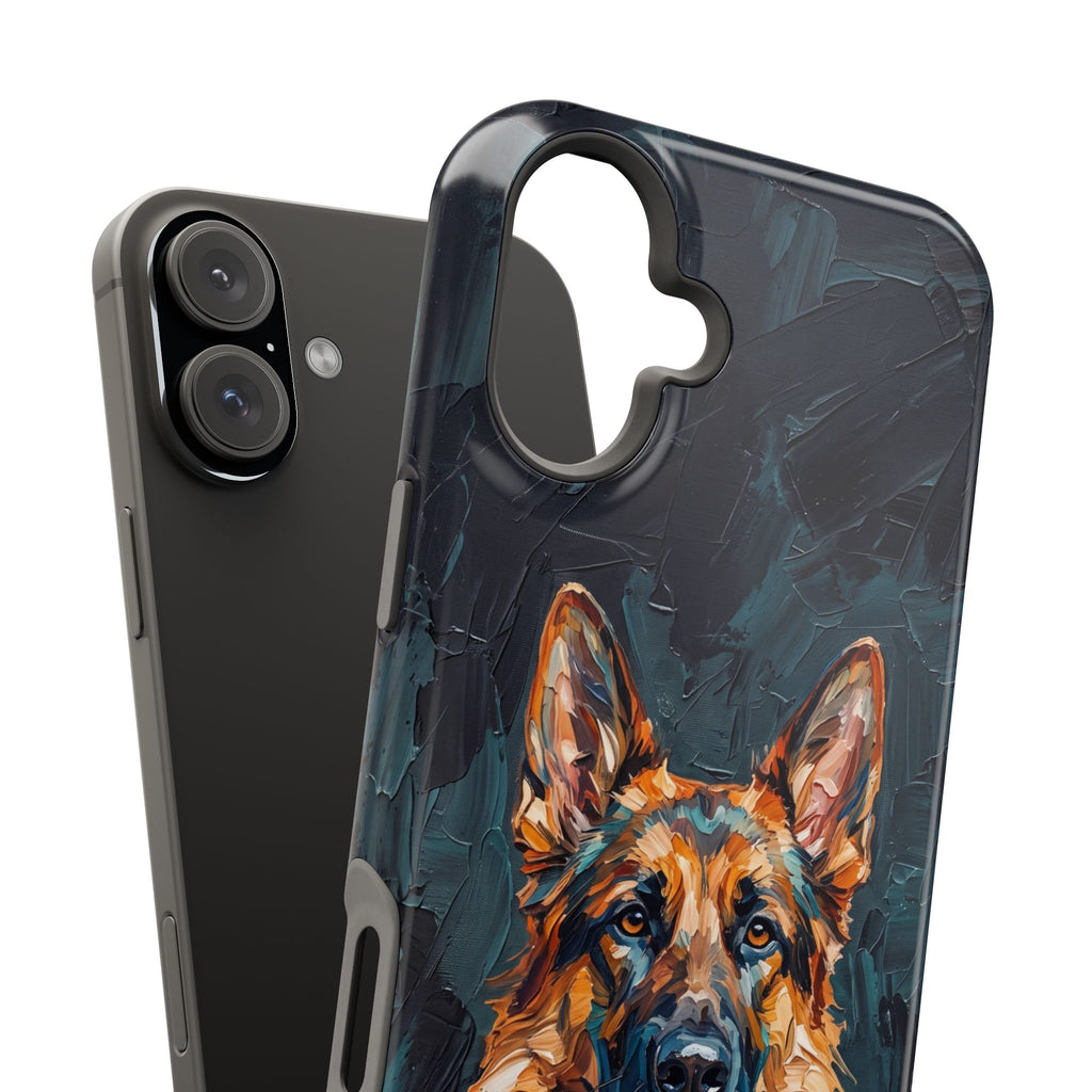 German Shepherd Phone Case | Palette Knife Painting Art — Tough Magnetic Case with Wireless Charging