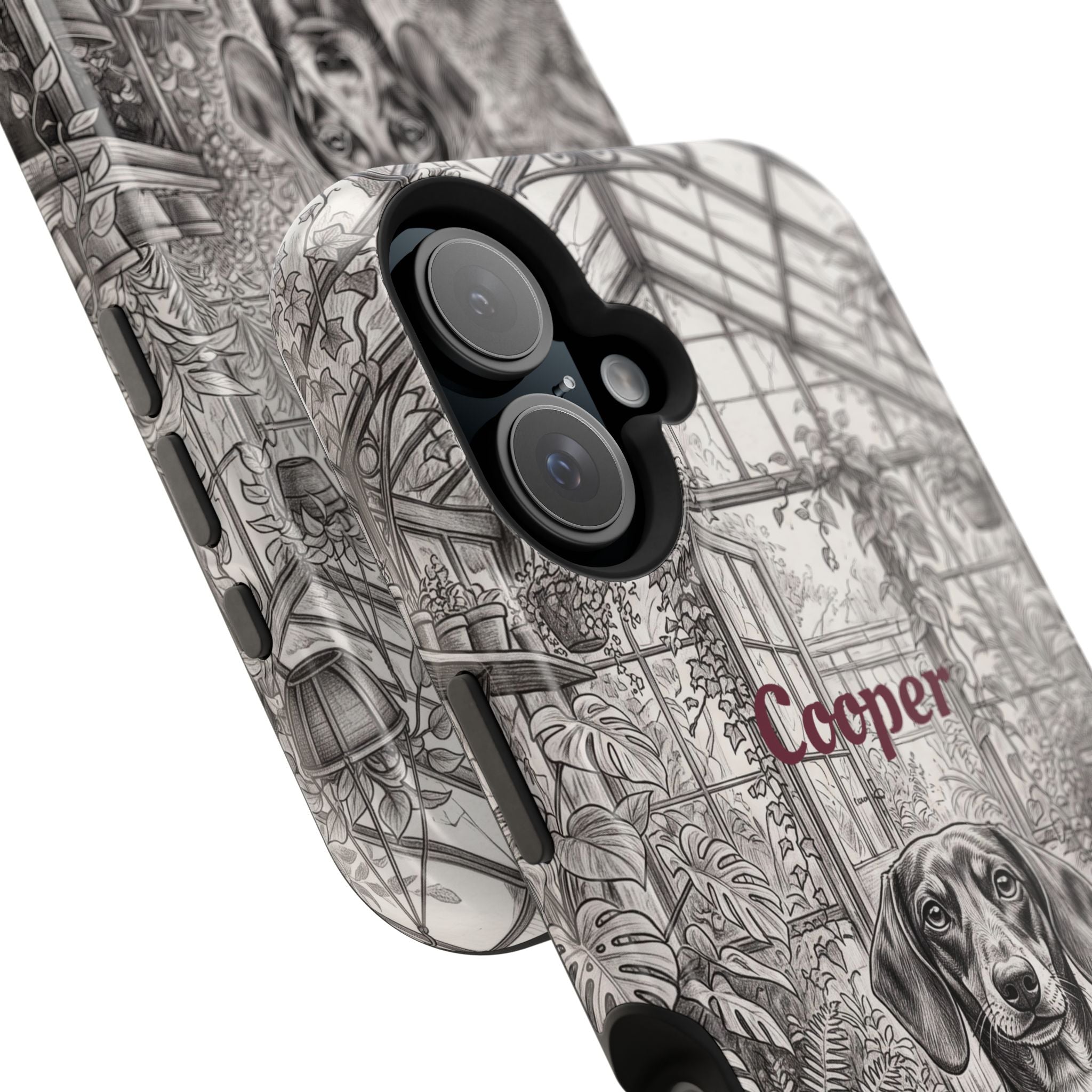 Personalized Dachshund Vintage Greenhouse Phone Case — Wireless Charging Cover