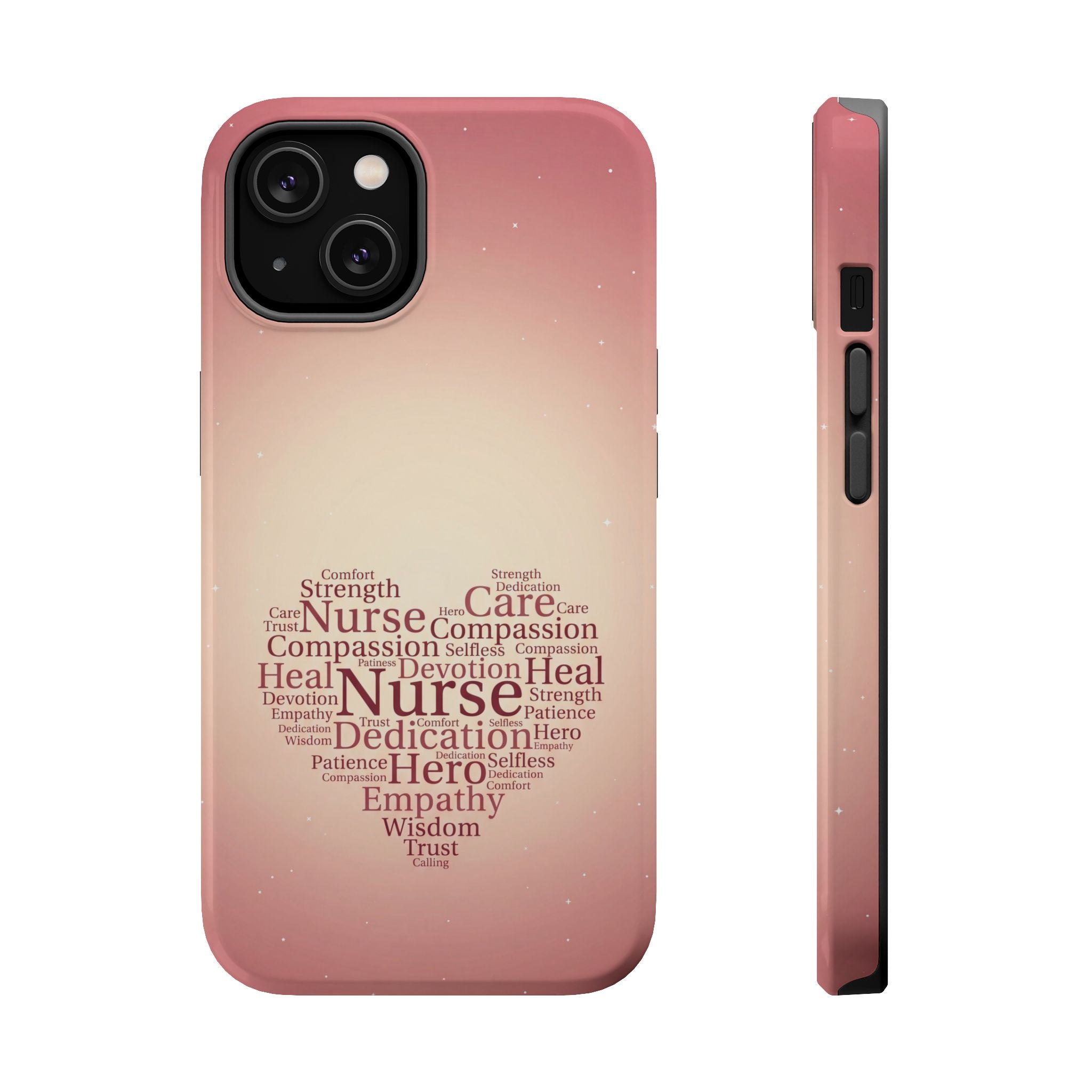 Nurse Heart Word Art Phone Case — Impact-Resistant Wireless Charging Cover