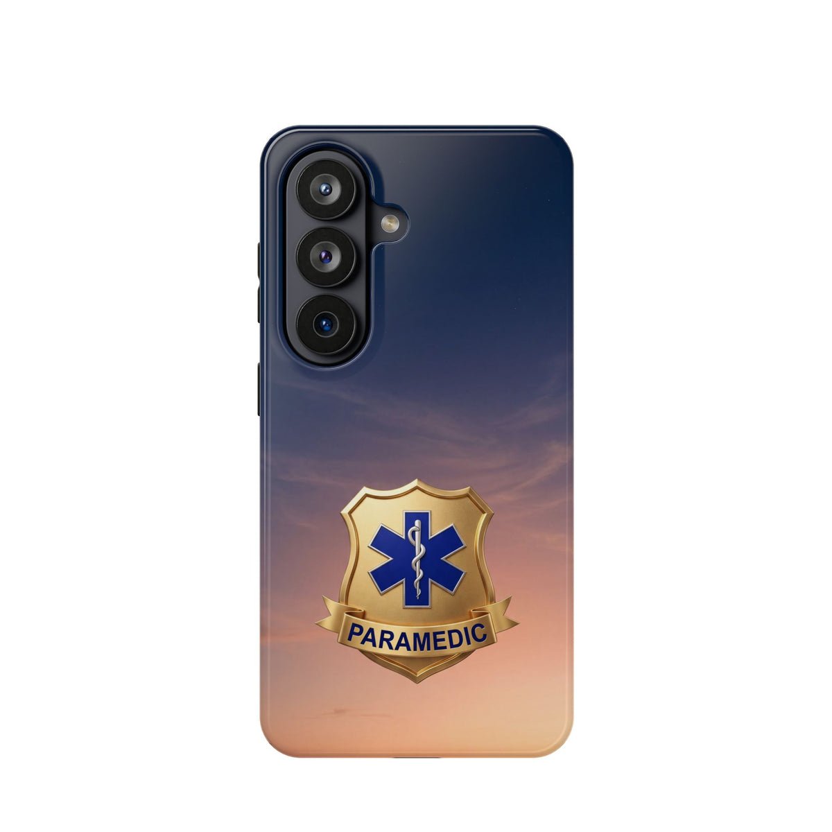 Gold Paramedic Badge Sunset Sky Phone Case — Magnetic Wireless Charging Cover