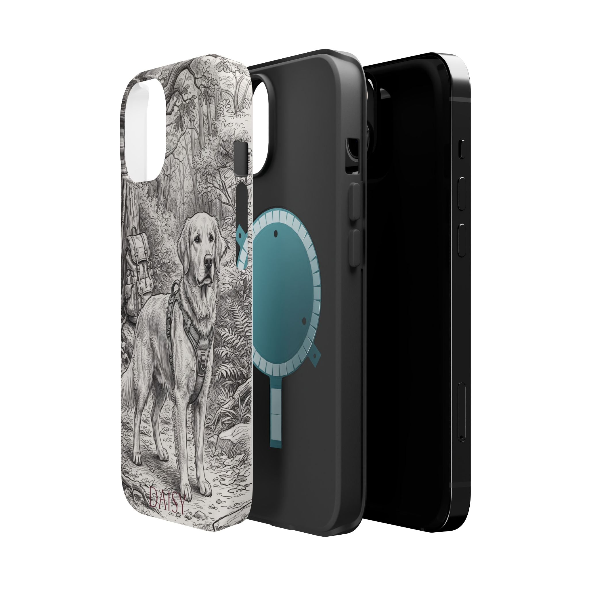 Personalized Golden Retriever Woodland Trail Phone Case — Wireless Charging Cover