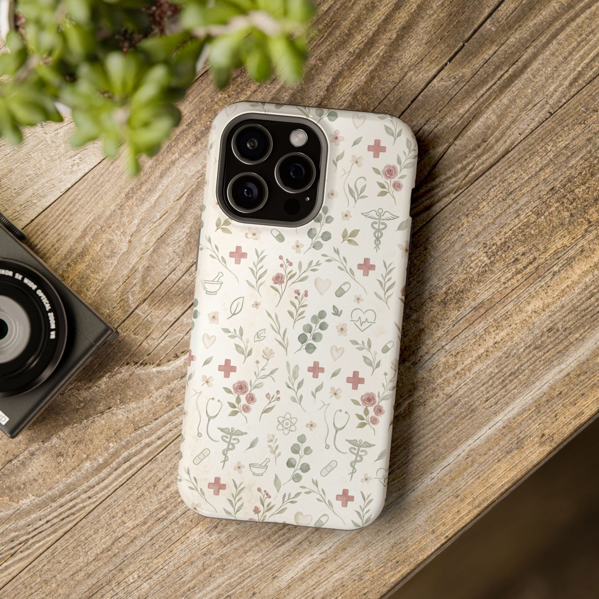 Floral Nurse Phone Case — Impact-Resistant Wireless Charging Cover