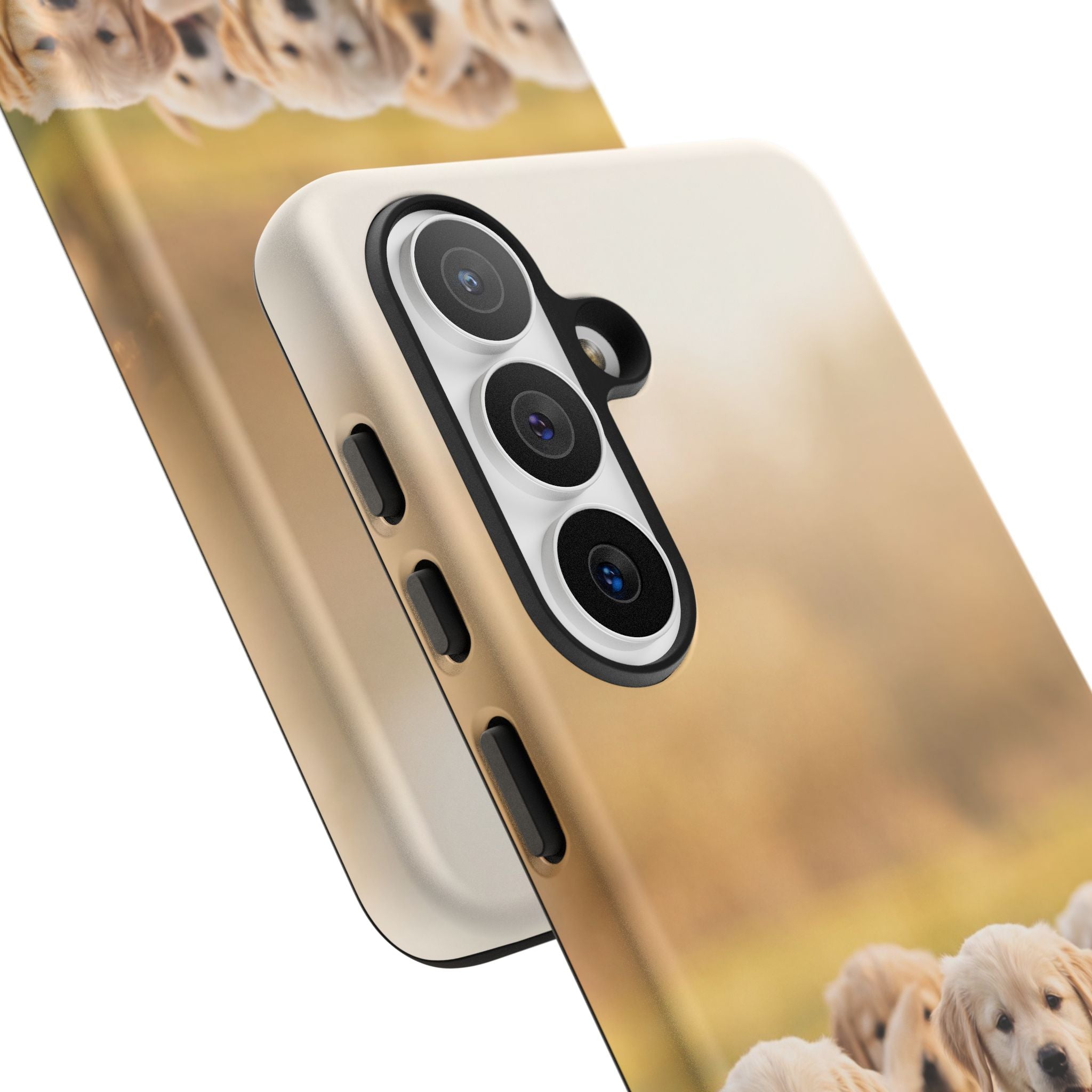 Golden Retriever Puppies Phone Case | Playful Puppy Pack Running in Grass | iPhone & Samsung