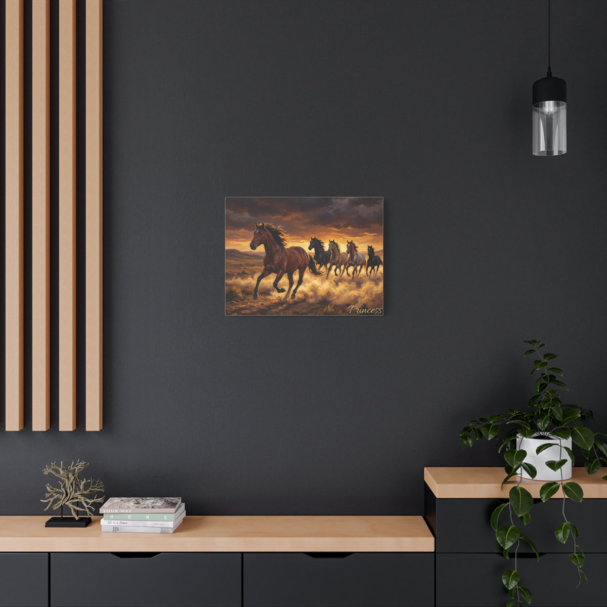 Horse Personalized Canvas | Wild Mustang Stampede Wall Art
