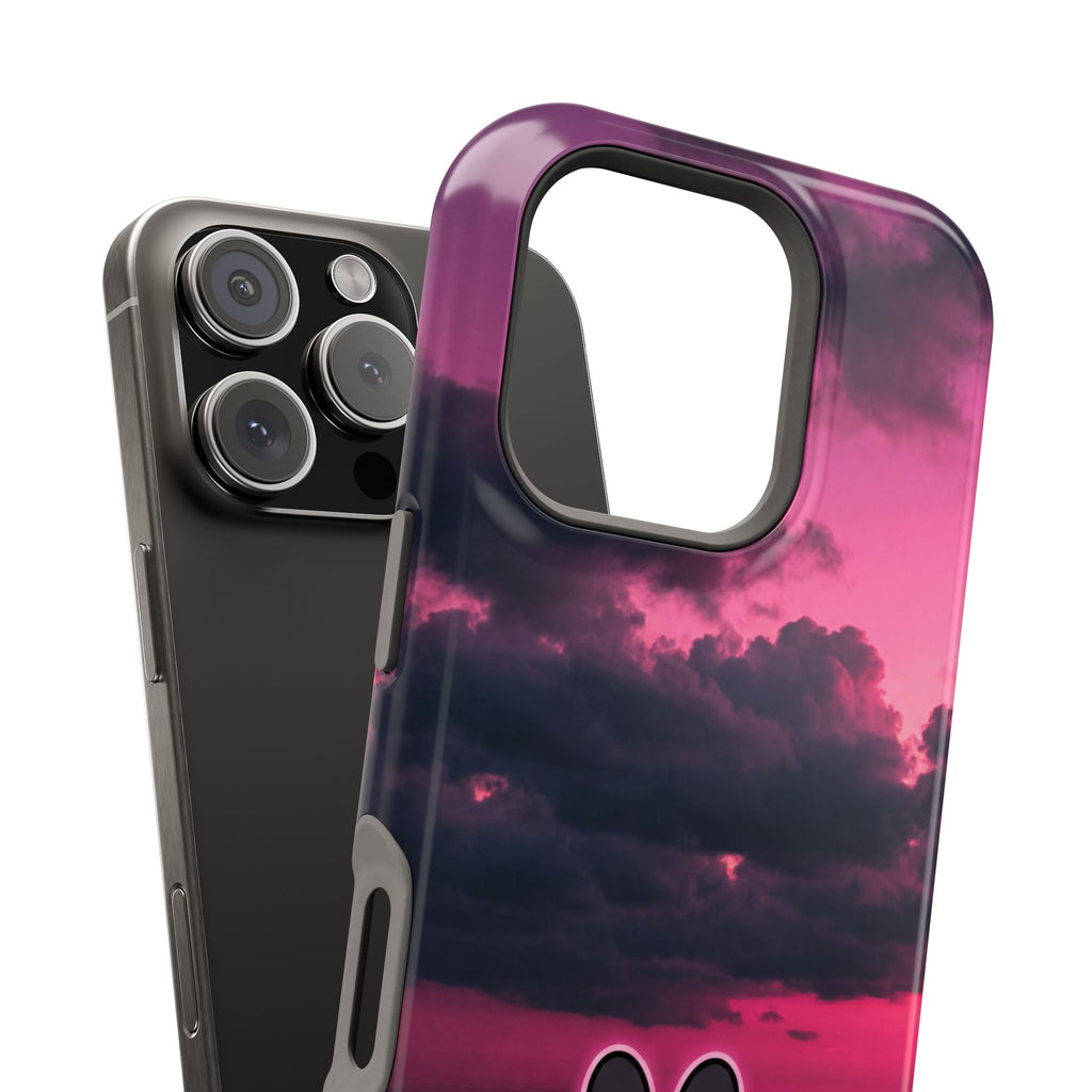 Pink Sky Paw Print Phone Case — Impact-Resistant Wireless Charging Cover