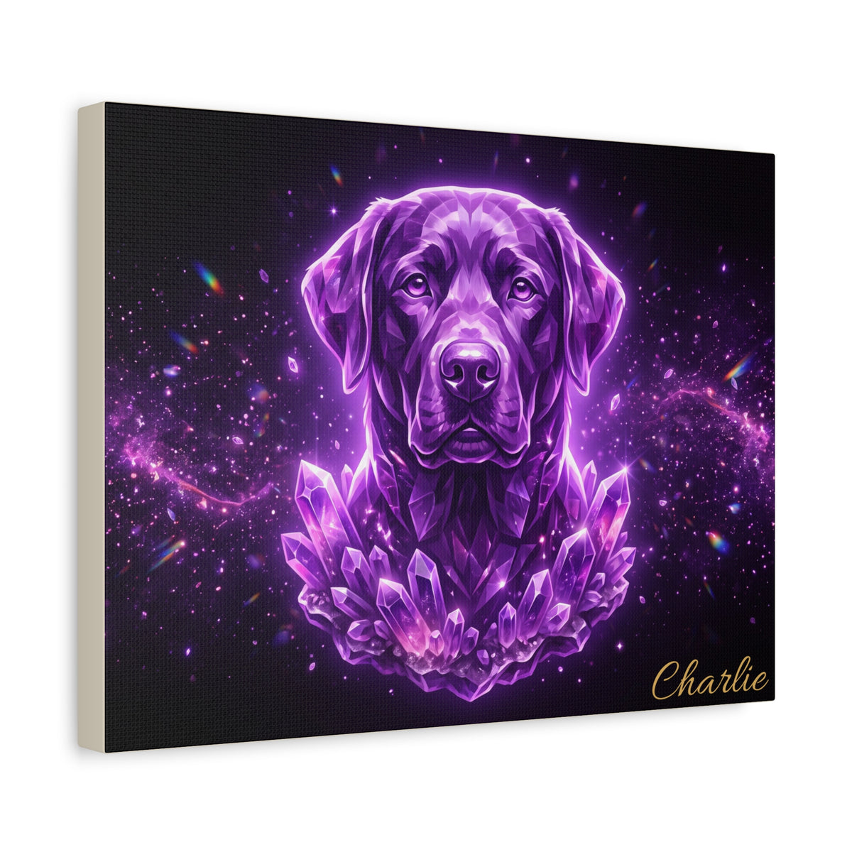 Labrador Personalized Canvas | Mystic Purple Crystal Glow Wall Art