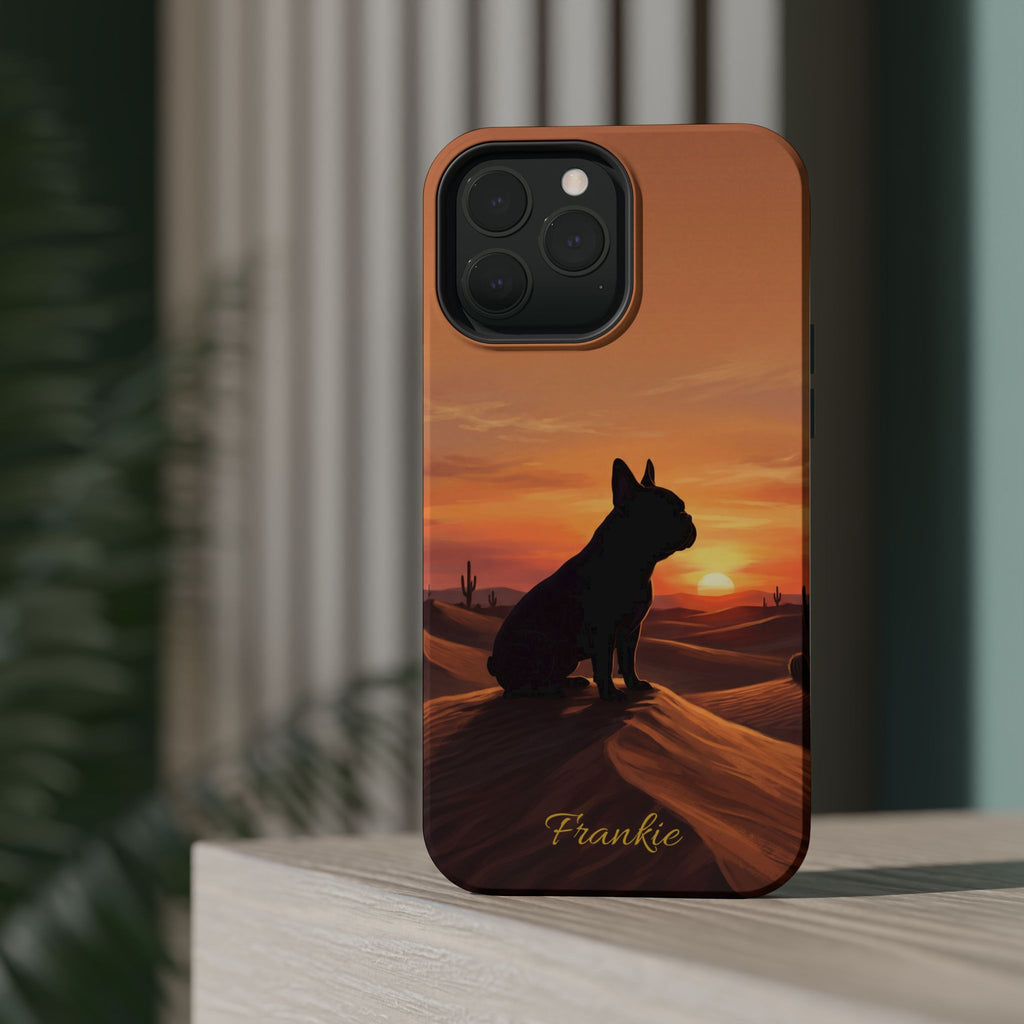 Personalized French Bulldog Desert Sunset Phone Case — Wireless Charging Cover
