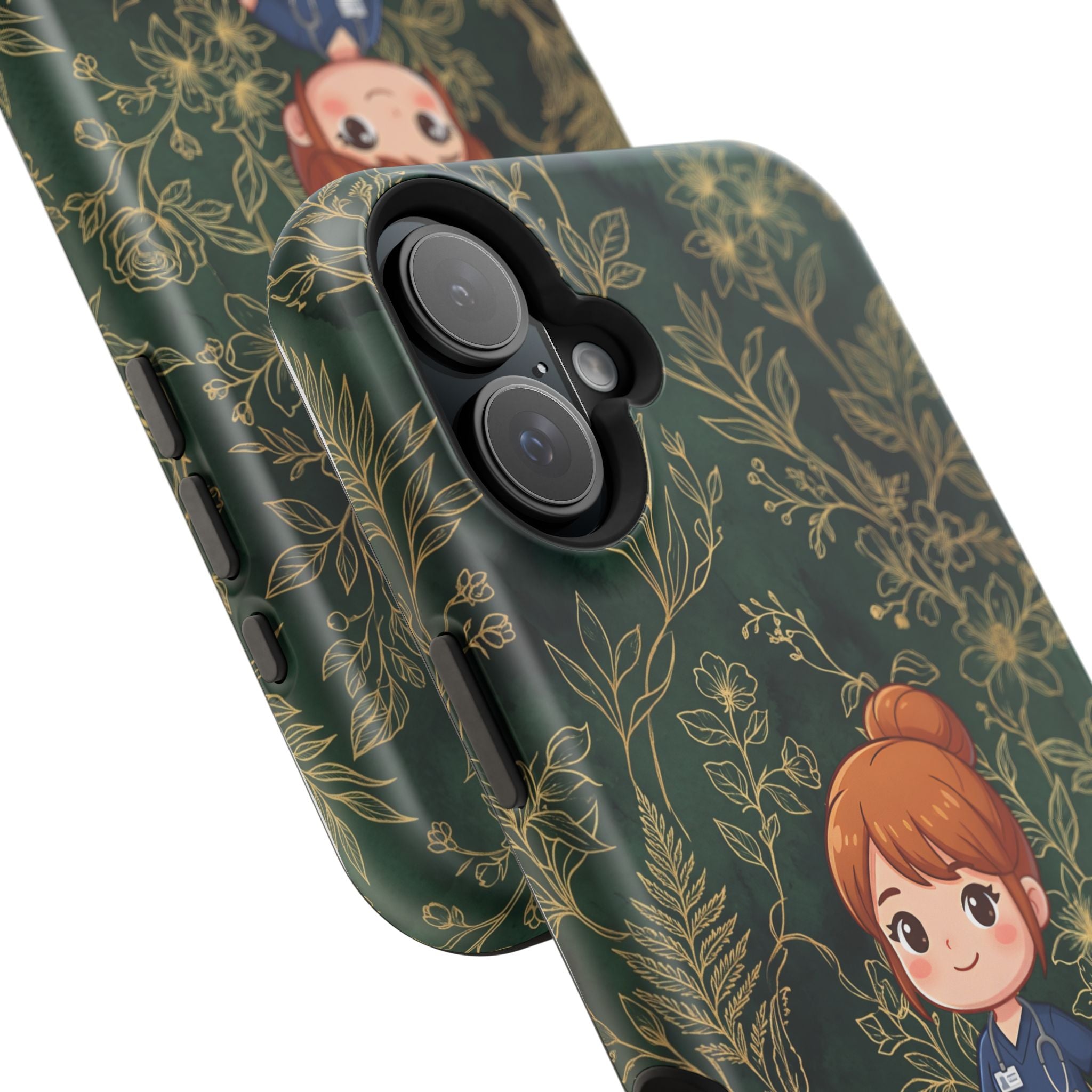 Personalized Nurse Botanical Phone Case — Impact-Resistant Wireless Charging Cover