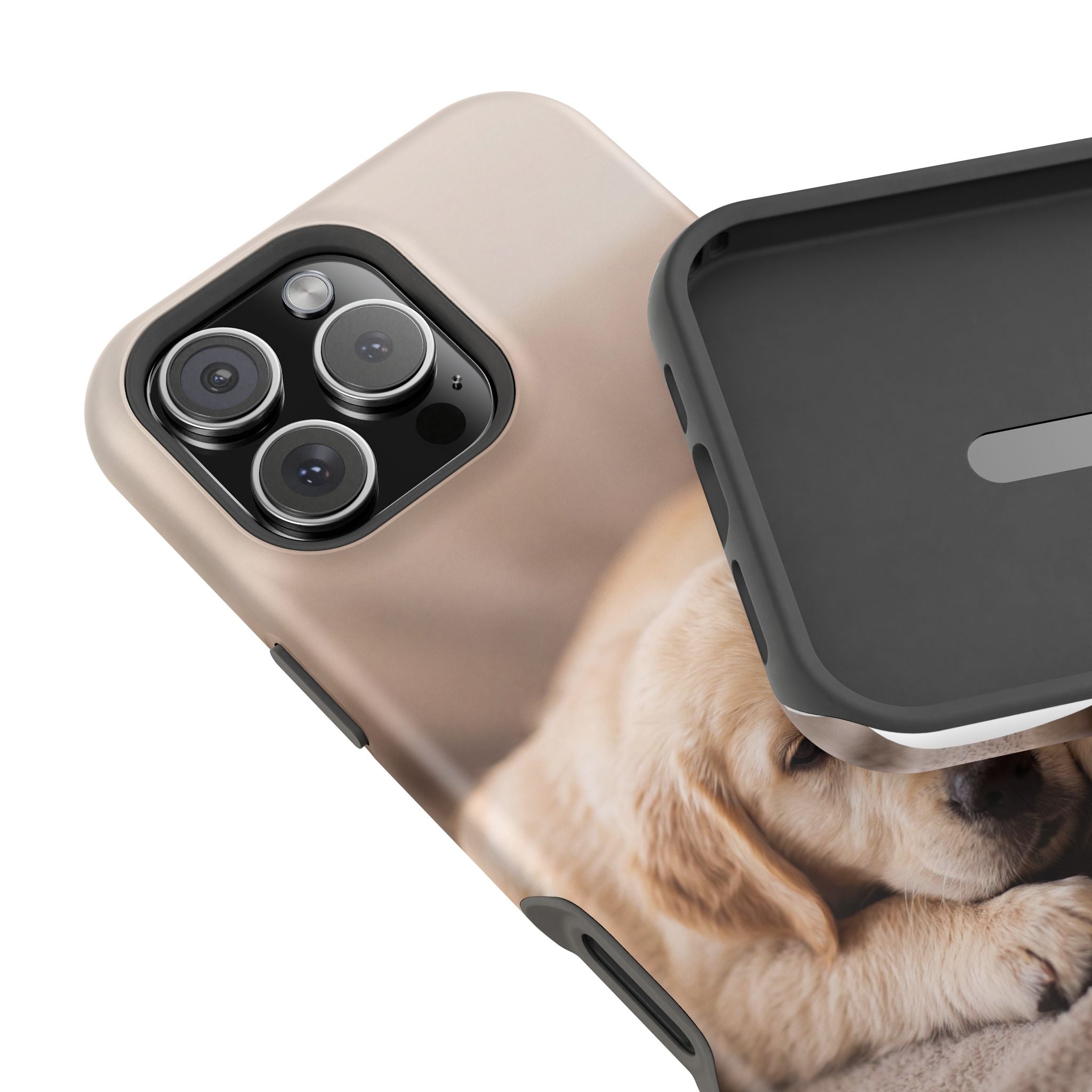 Golden Retriever Puppy Phone Case — Impact-Resistant Wireless Charging Cover