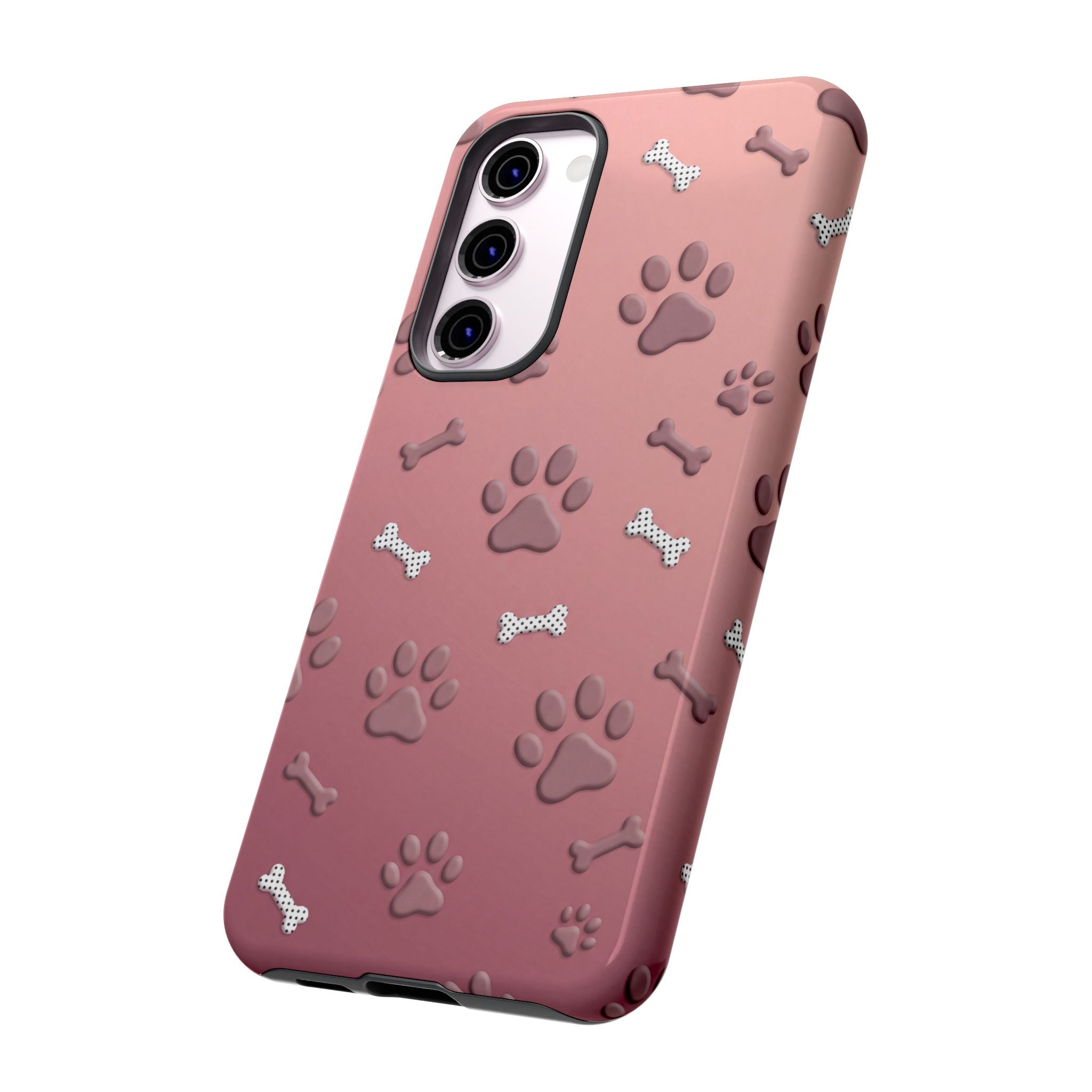 iPhone & Samsung Phone Case | Paw Print & Bone  | Dusty Rose Pattern Case for Frenchie Lovers