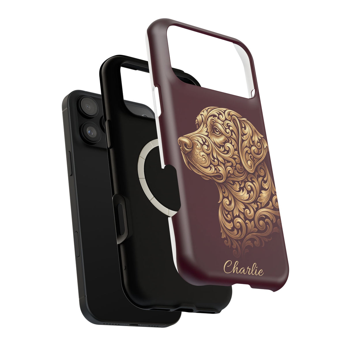 Personalized Gold Filigree Labrador Phone Case — Tough Magnetic Case with Wireless Charging