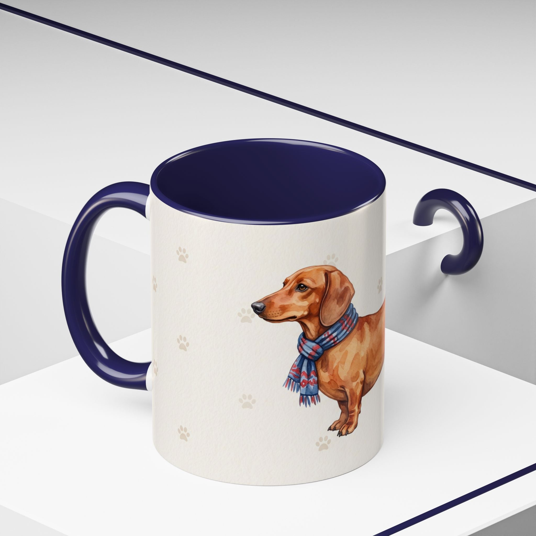 Dachshund Lover Mug – Wiener Dog with Scarf, Cute Watercolor Dachshund Gift Mug