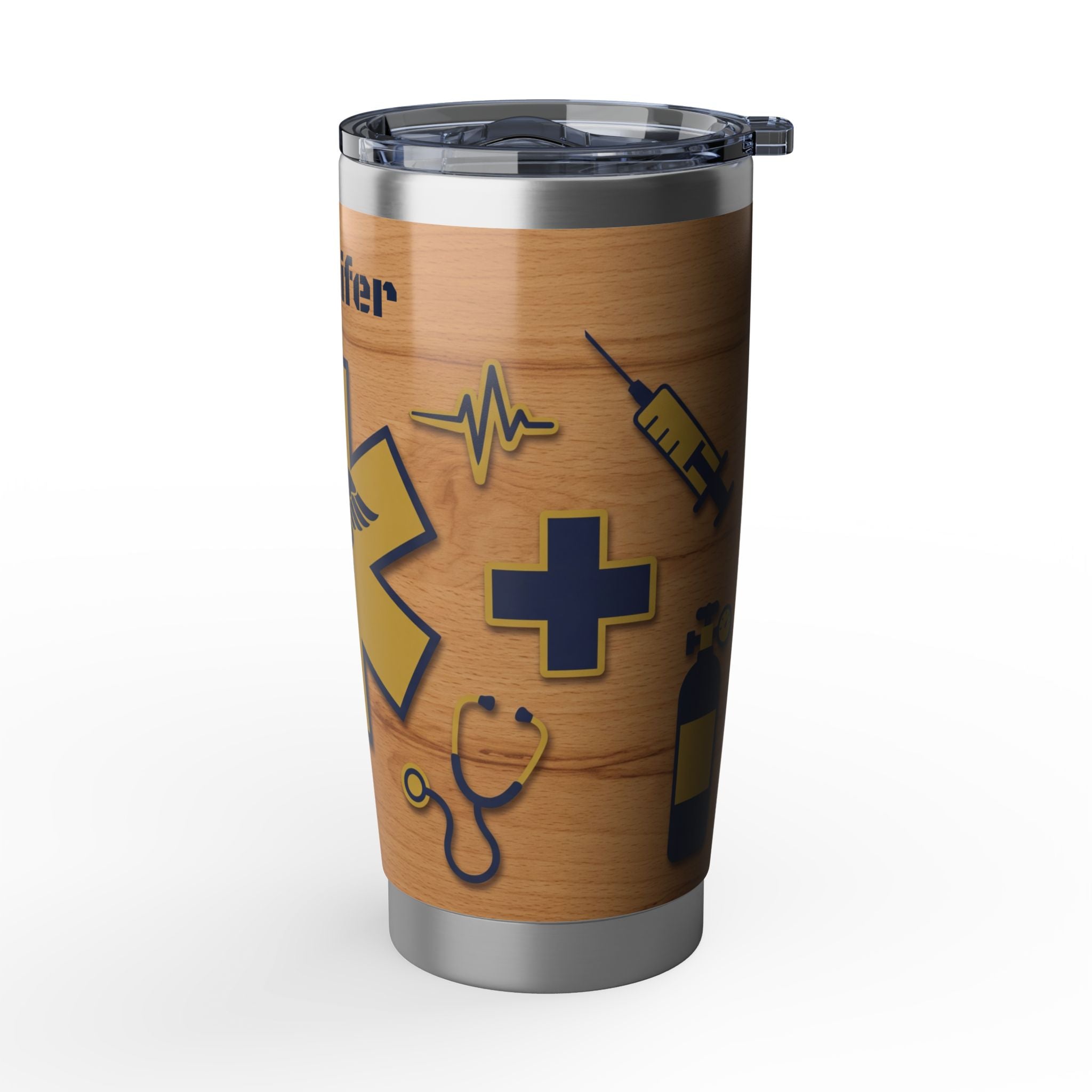 Personalized Paramedic/EMT Tumbler – 20 oz Wood Grain Design with Custom Name
