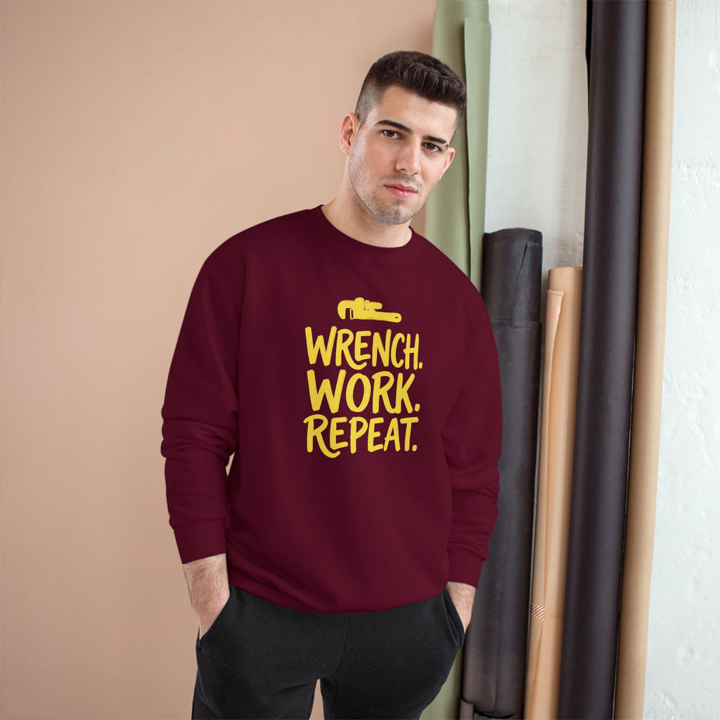 Wrench Work Repeat Plumber Sweatshirt | Funny Plumber Gift Crewneck