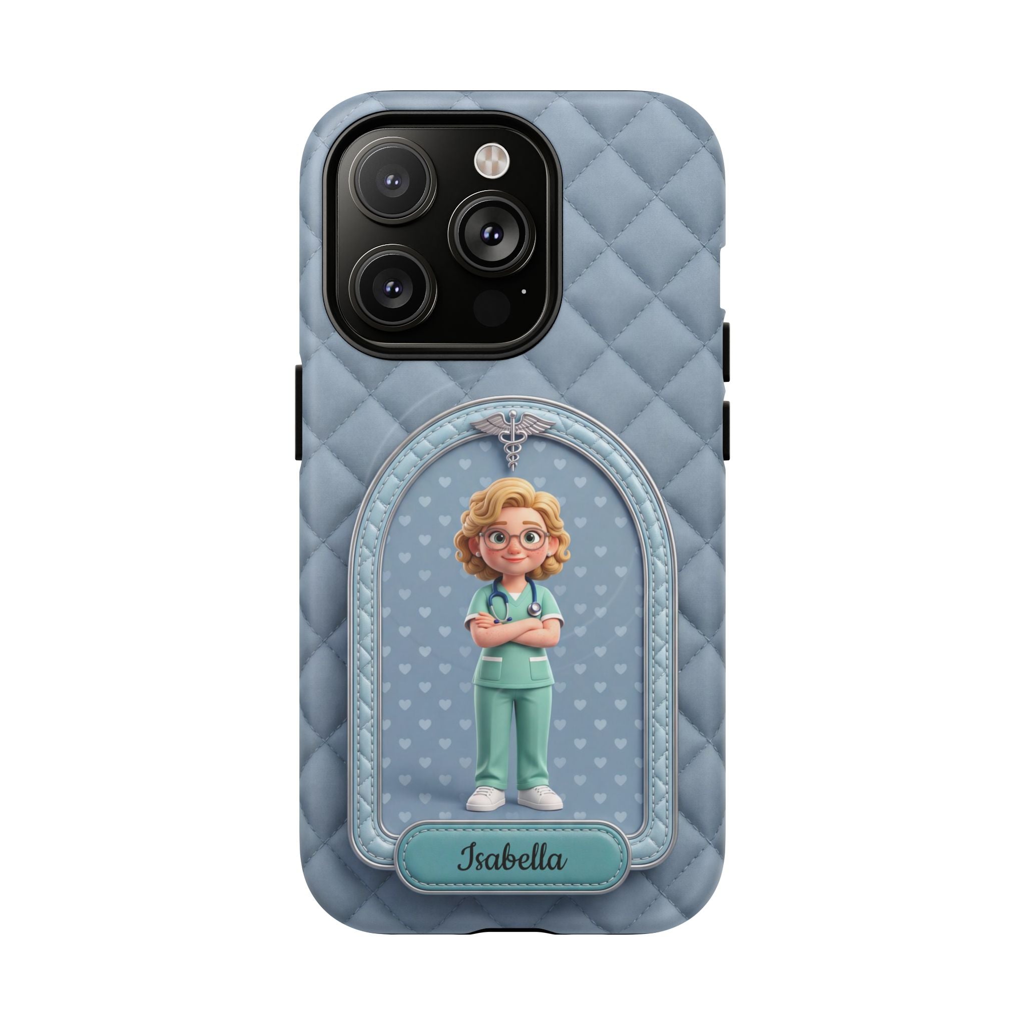 Personalized Nurse Phone Case | Quilted Badge Design, Custom Name iPhone Case