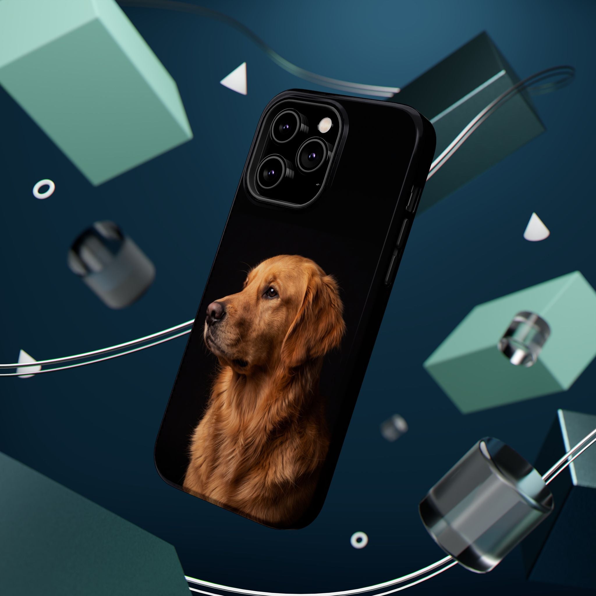 Golden Retriever Portrait Phone Case — Impact-Resistant Wireless Charging Cover