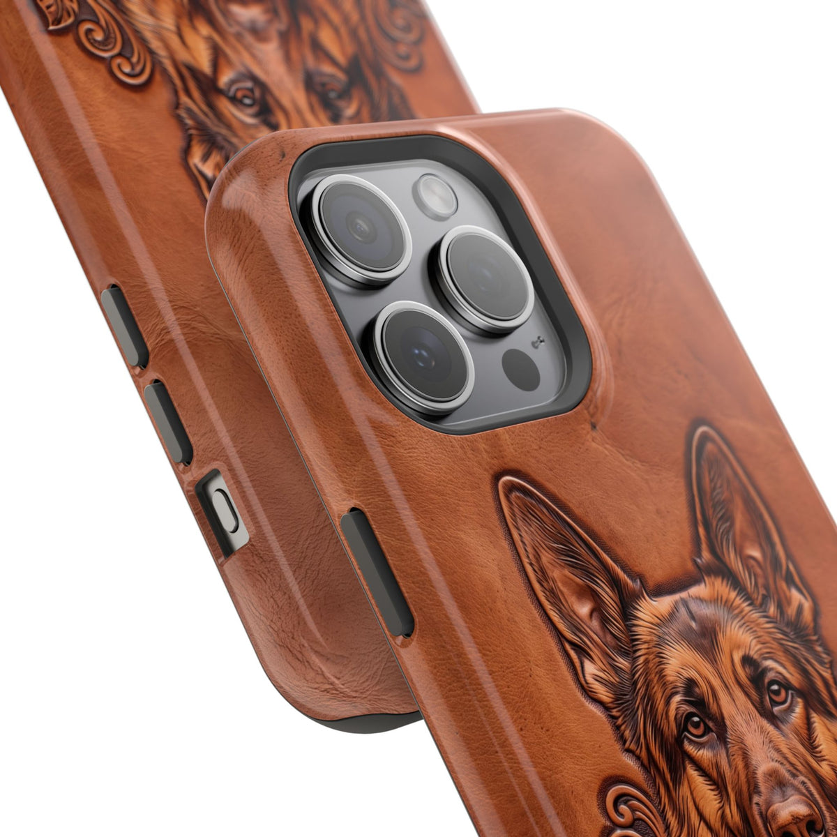 German Shepherd Phone Case | Western Tooled Art — Tough Magnetic Case with Wireless Charging