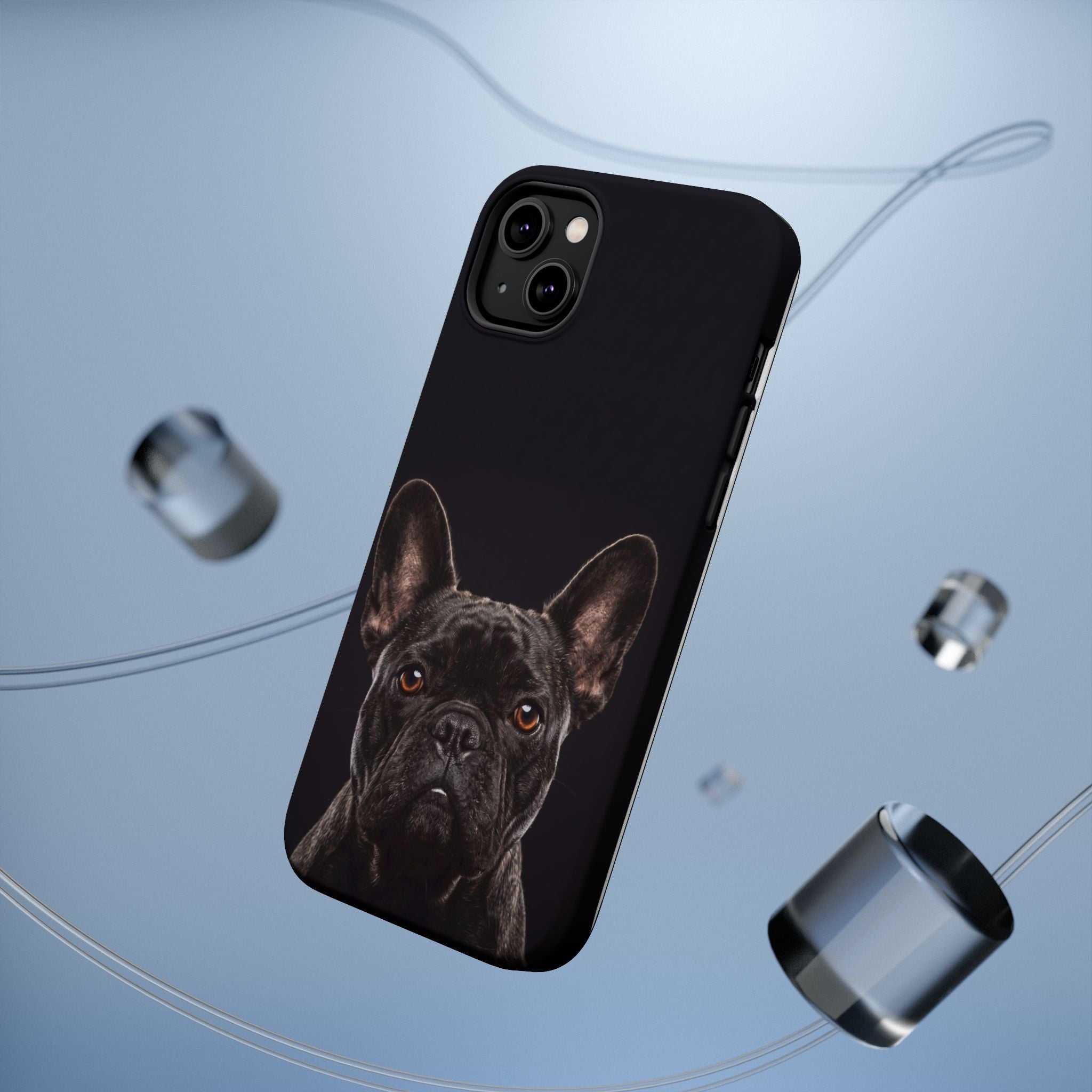 Black French Bulldog Phone Case — Impact-Resistant Wireless Charging Cover
