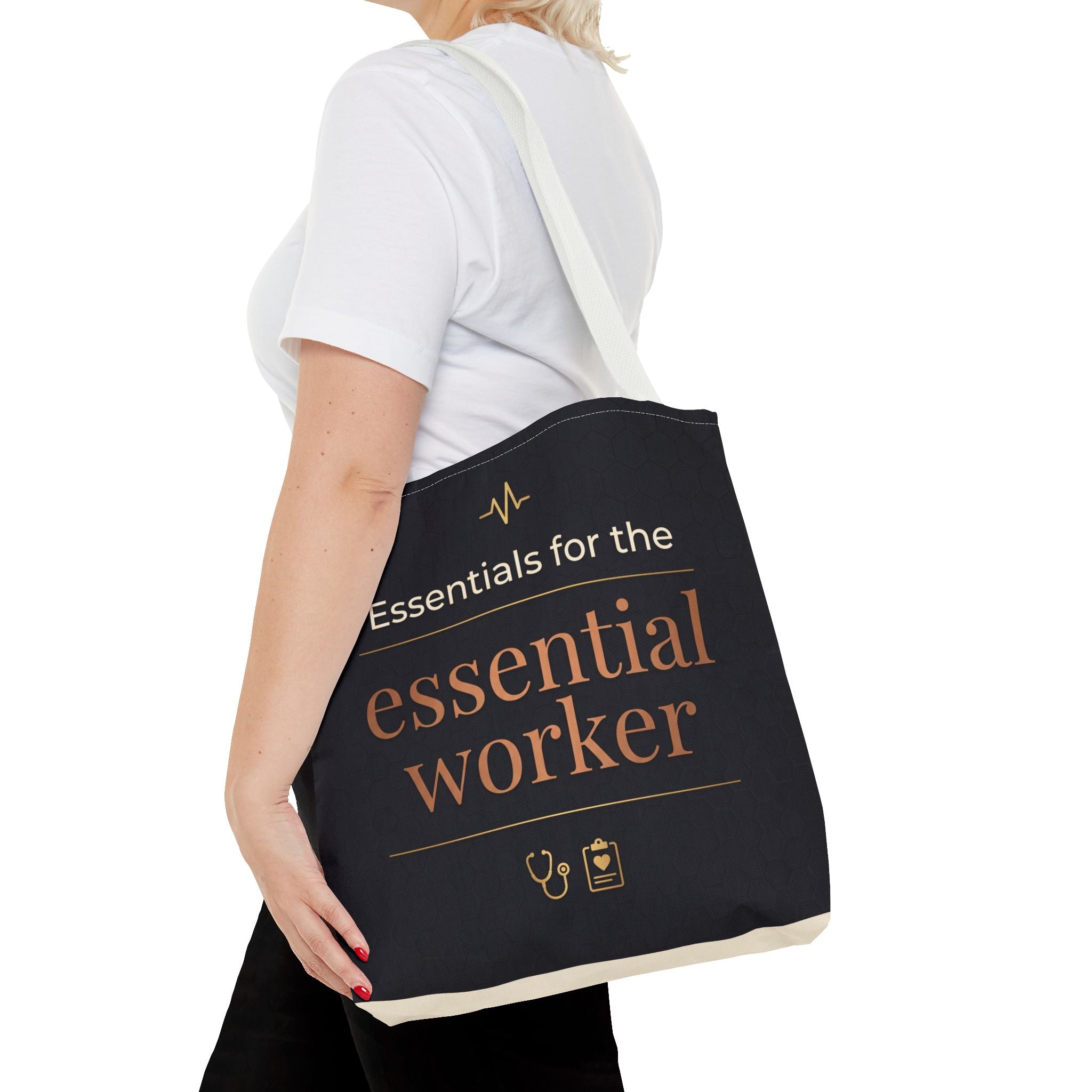 Essentials for the Essential Worker Tote | Healthcare Worker Gift Tote Bag | Nurse Doctor Appreciation Gift | Premium Polyester Carry-All
