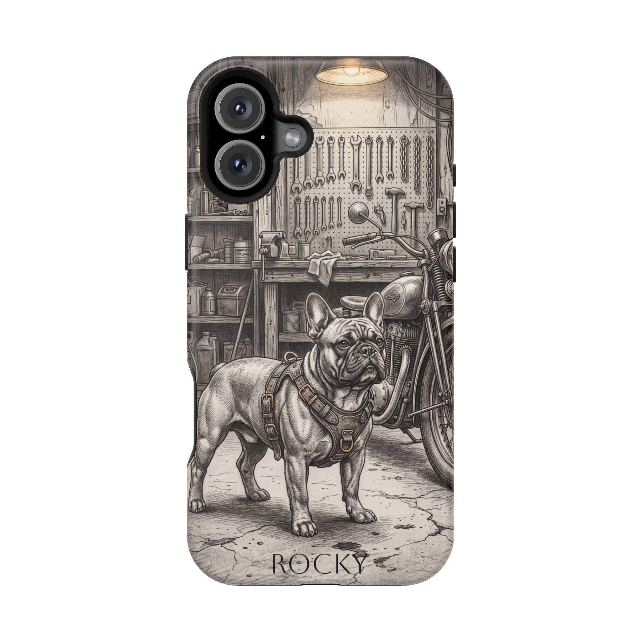 Personalized French Bulldog Vintage Street Phone Case — Wireless Charging Cover