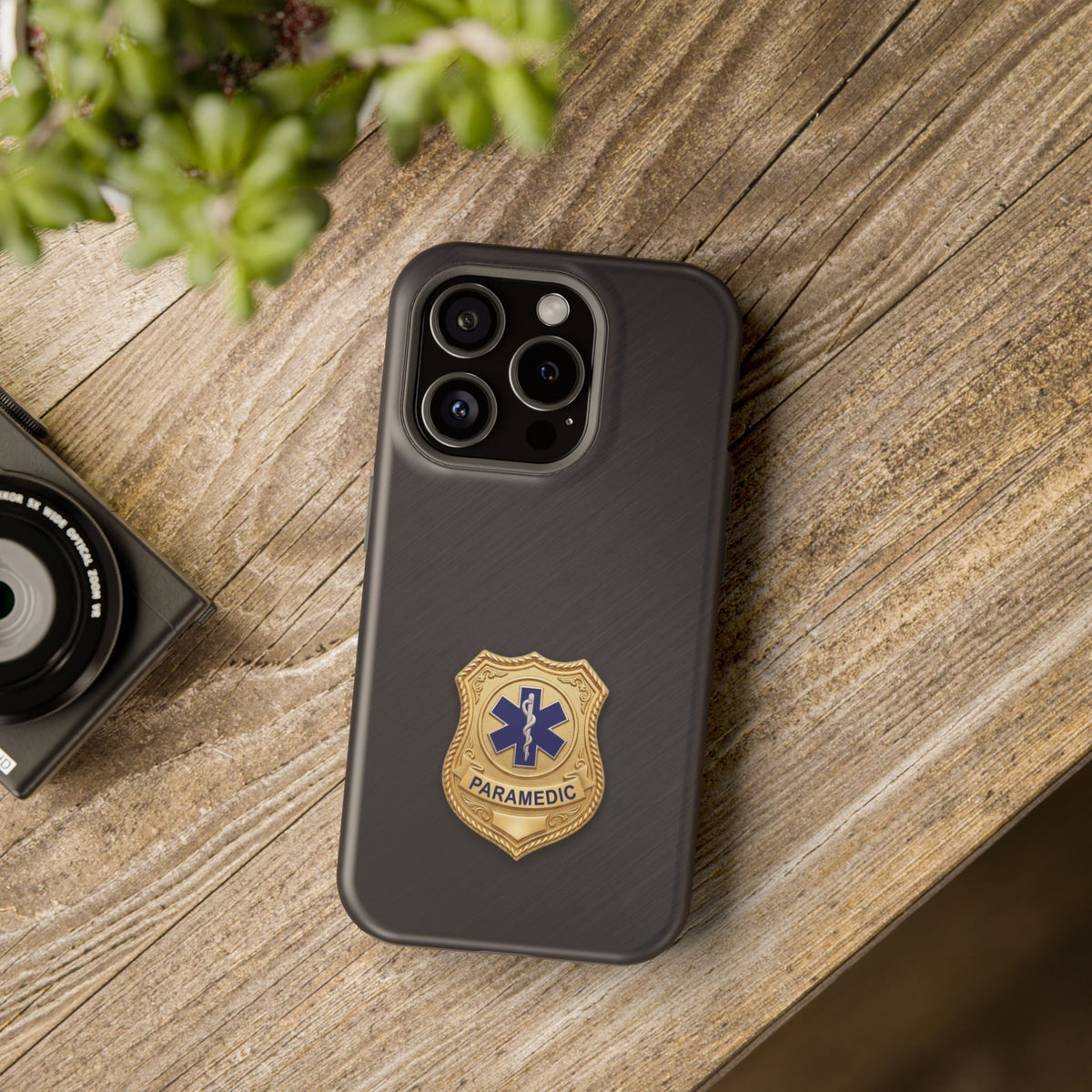 Gold Paramedic Badge Phone Case — Magnetic Wireless Charging Cover