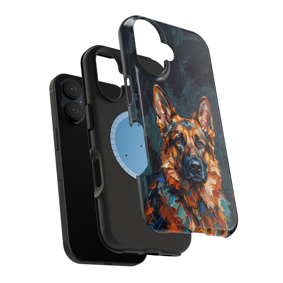 German Shepherd Phone Case | Palette Knife Painting Art — Tough Magnetic Case with Wireless Charging