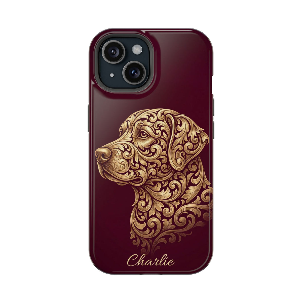 Personalized Gold Filigree Labrador Phone Case — Tough Magnetic Case with Wireless Charging