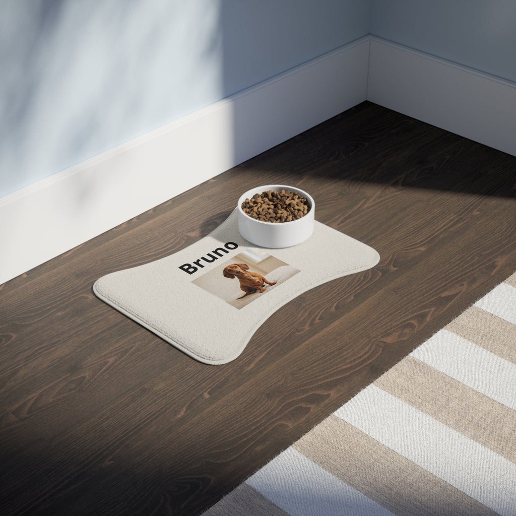 Personalized Dachshund Pet Feeding Mat — Custom Name & Photo Dog Placemat