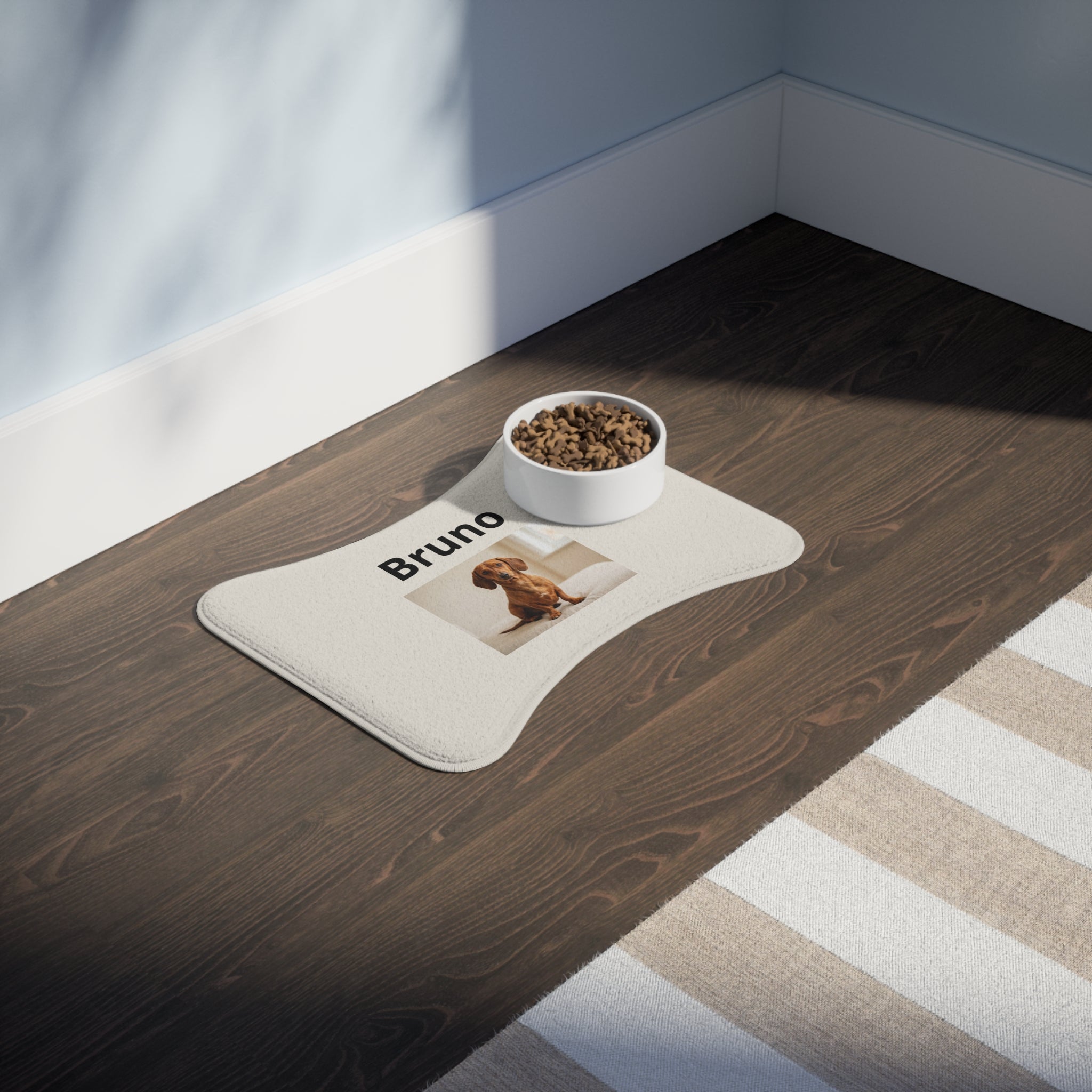 Personalized Dachshund Pet Feeding Mat — Custom Name & Photo Dog Placemat