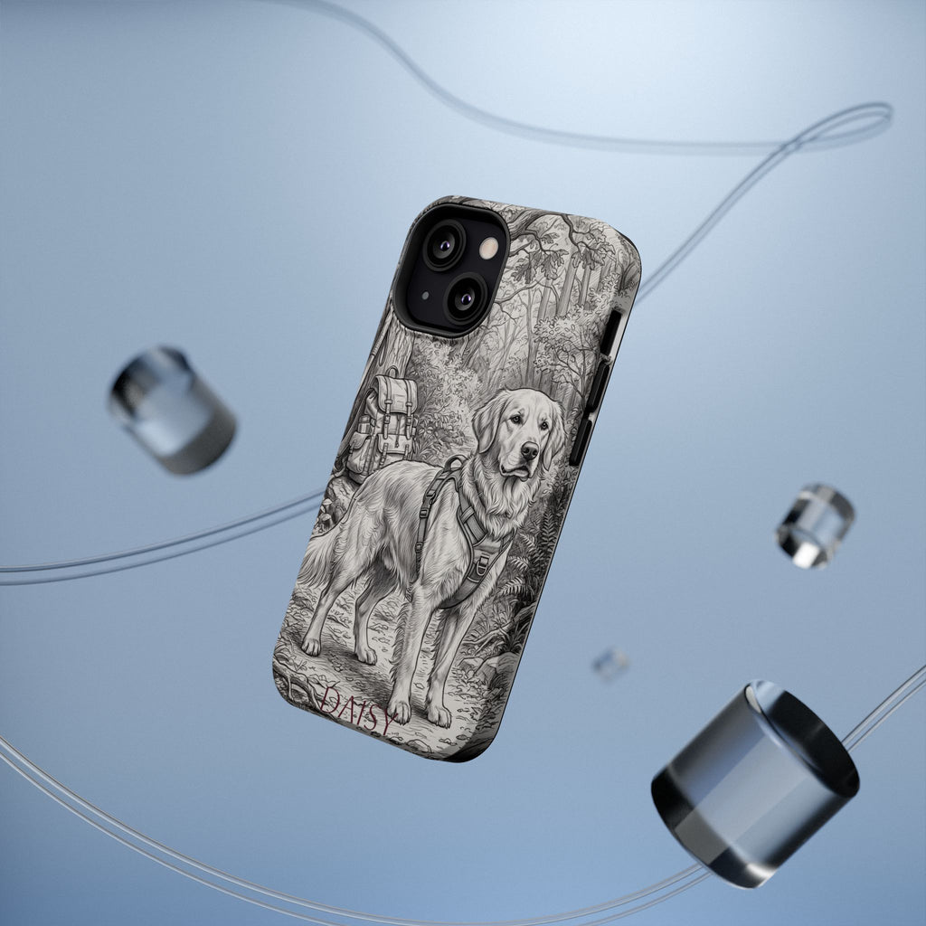 Personalized Golden Retriever Woodland Trail Phone Case — Wireless Charging Cover