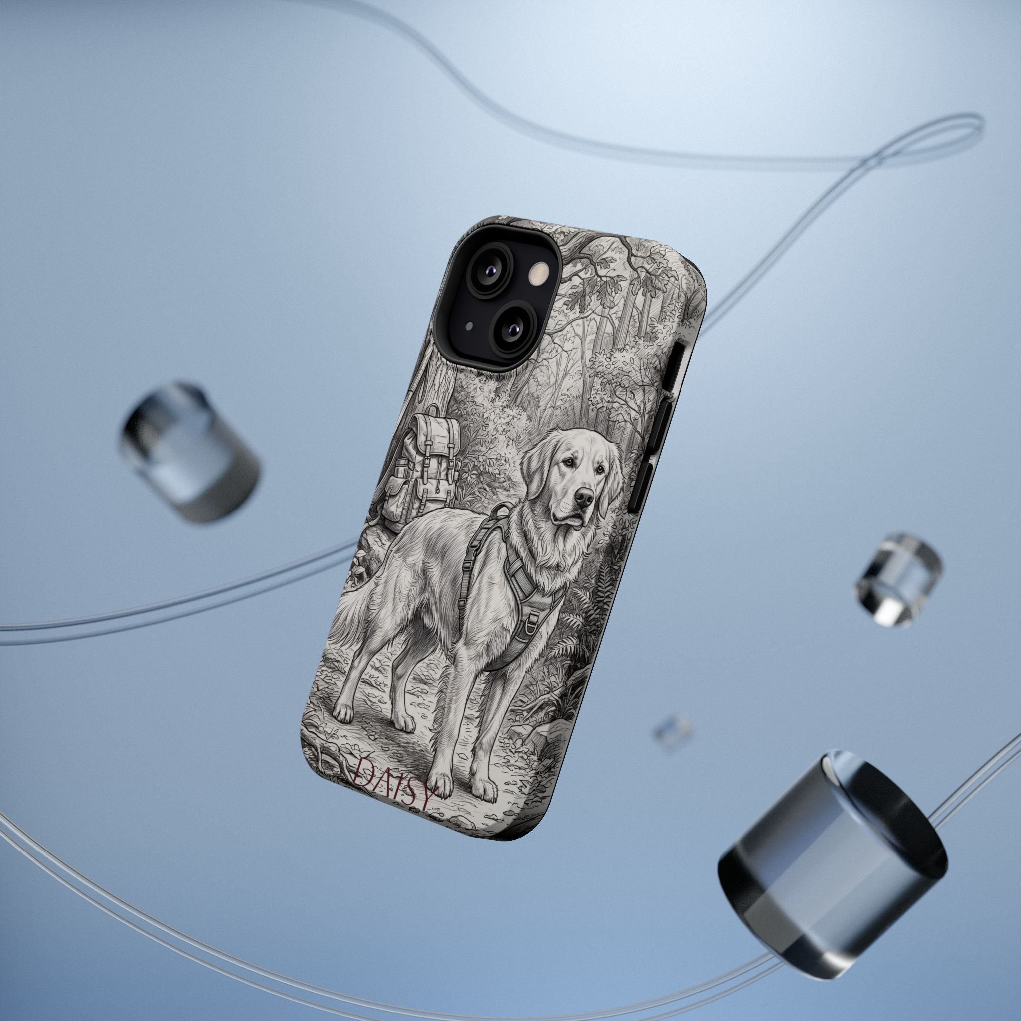 Personalized Golden Retriever Woodland Trail Phone Case — Wireless Charging Cover
