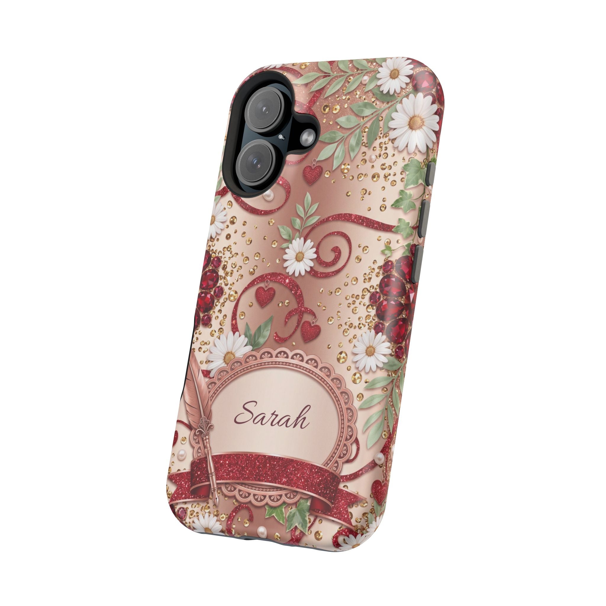 Personalized Vintage Floral Teacher Phone Case — Wireless Charging Cover