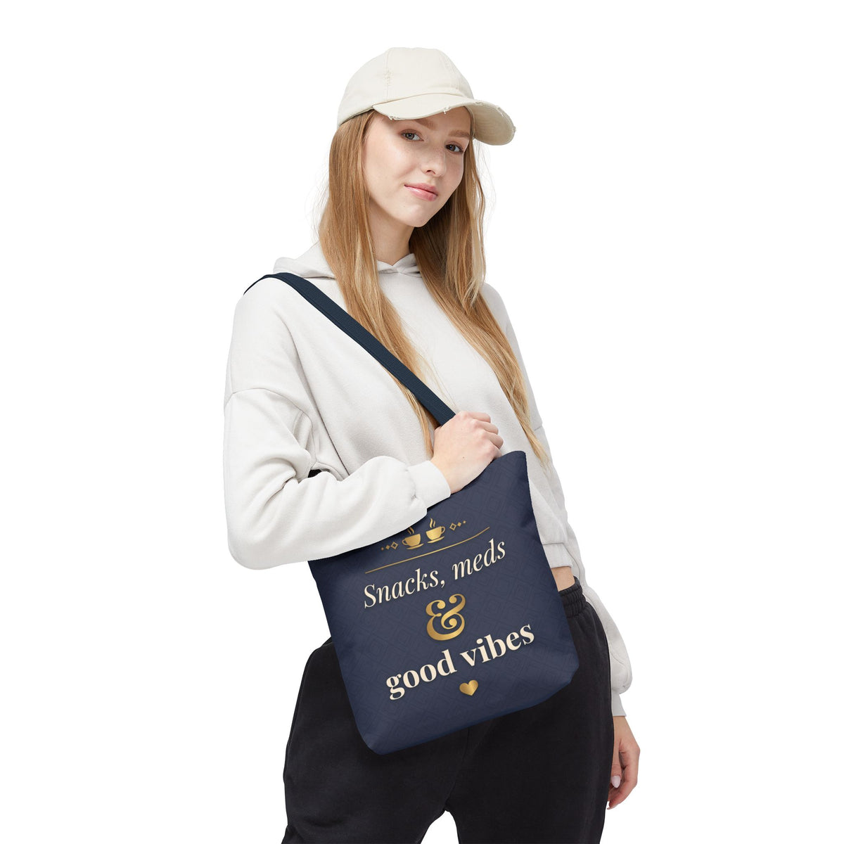 Snacks Meds & Good Vibes Tote | Funny Nurse Gift Tote Bag | Healthcare Worker Humour Gift | Premium Polyester Carry-All