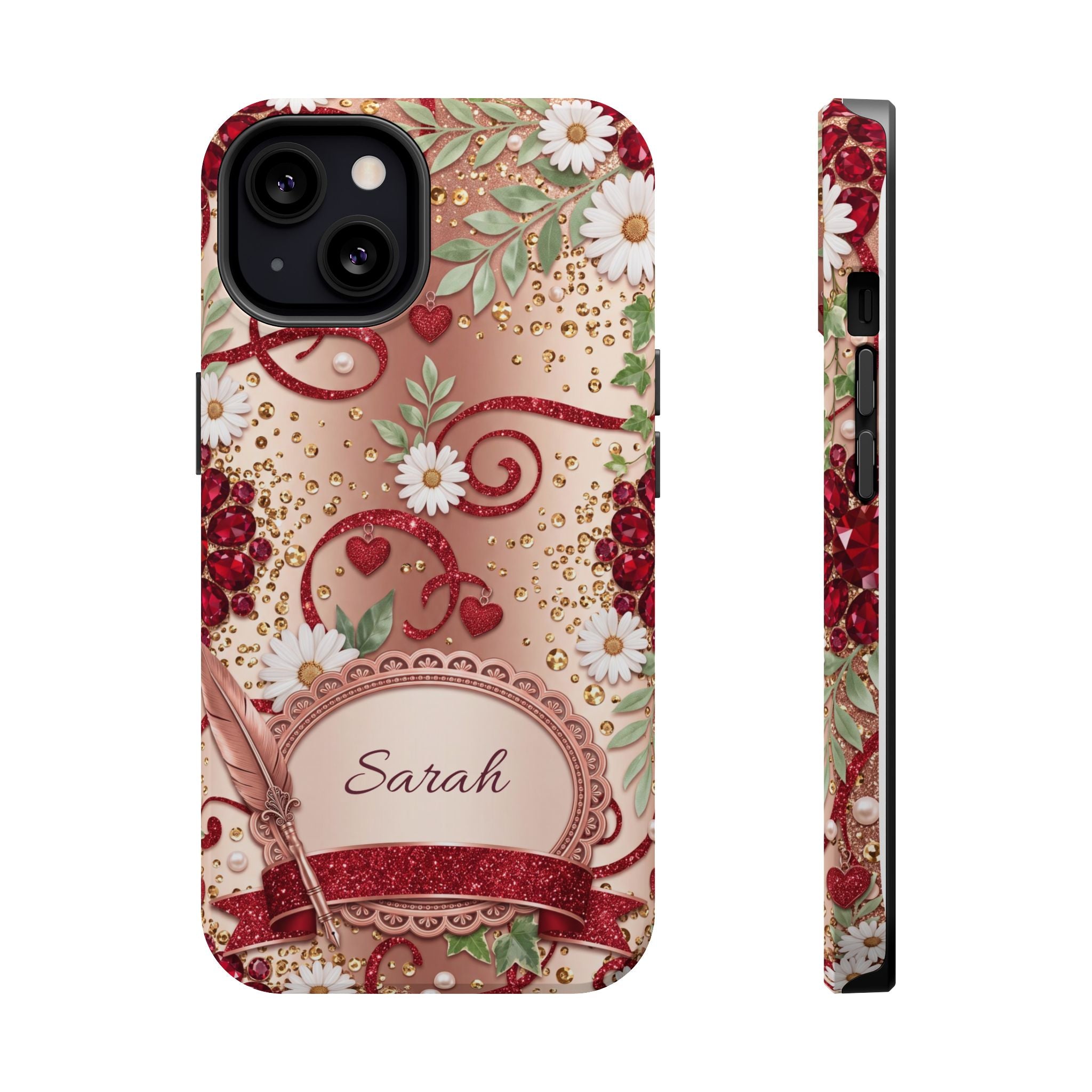 Personalized Vintage Floral Teacher Phone Case — Wireless Charging Cover