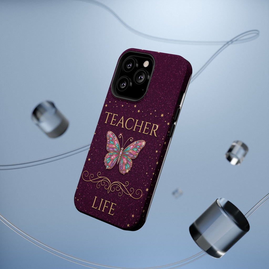 Teacher Life Glitter Butterfly Phone Case — Wireless Charging Cover