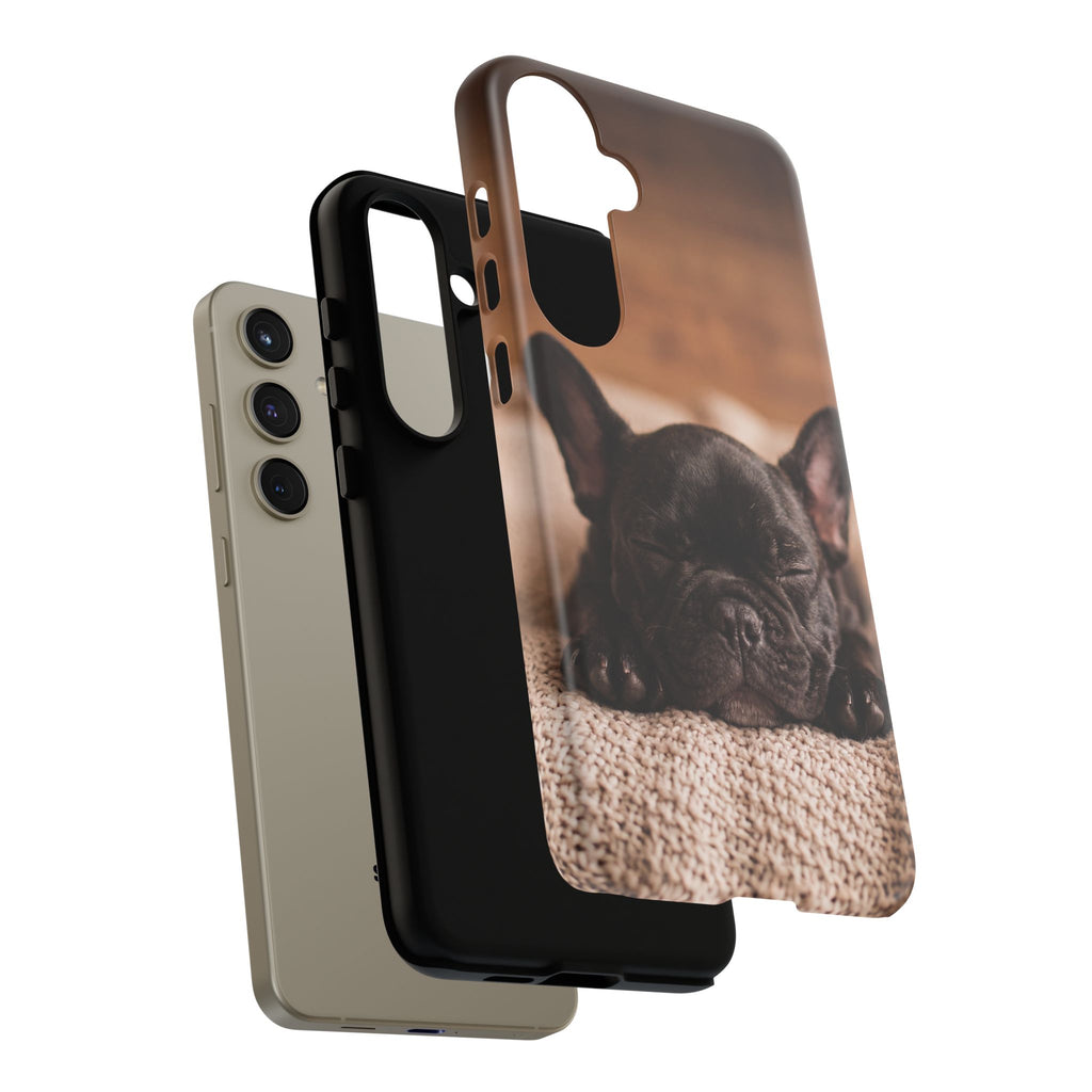 Sleeping French Bulldog Phone Case | Cozy Frenchie Resting on Blanket | iPhone & Samsung