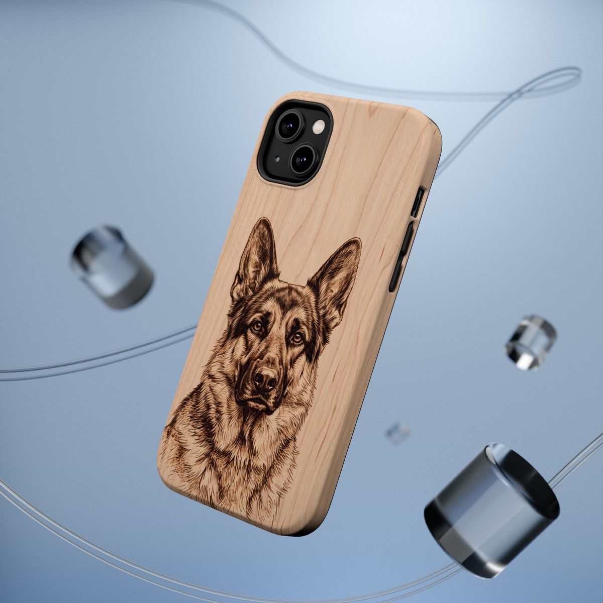 German Shepherd Phone Case | Pyrography Art — Tough Magnetic Case with Wireless Charging